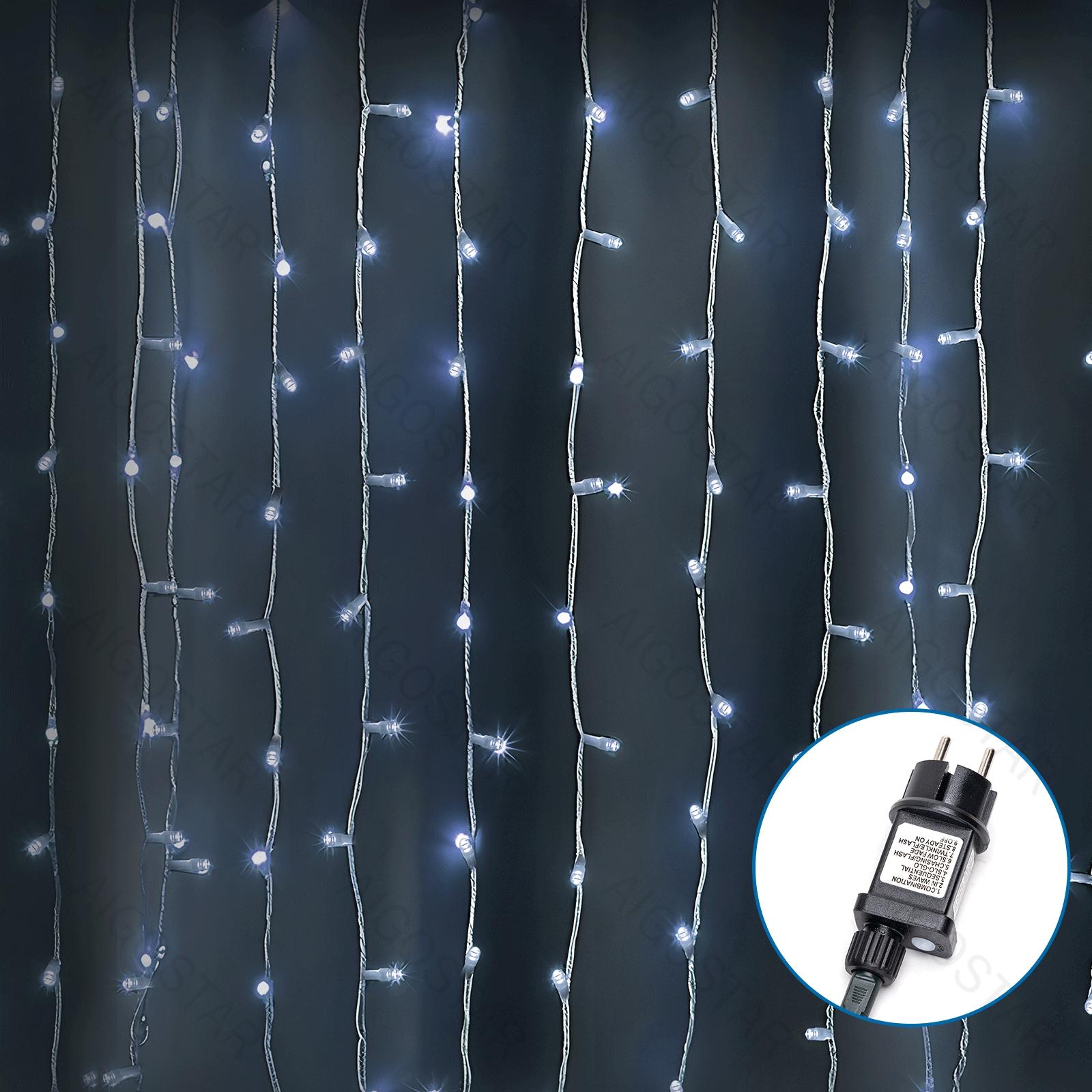 Low voltage icicle (flush) flat string lights, cold white, 5m*0.4m