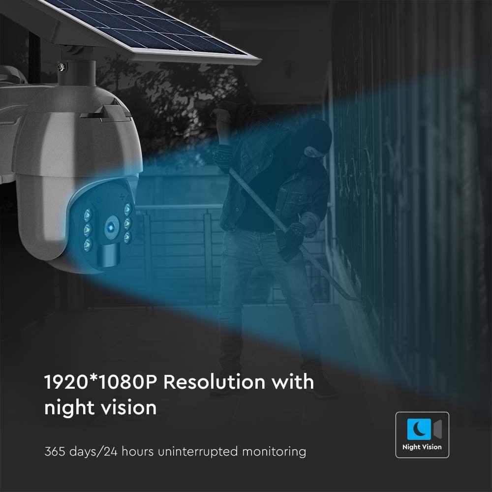 1080P Kamera zewnętrzna SMART z panelem solarnym, Sensor, IP65, Czarna, VTAC, SKU 11615