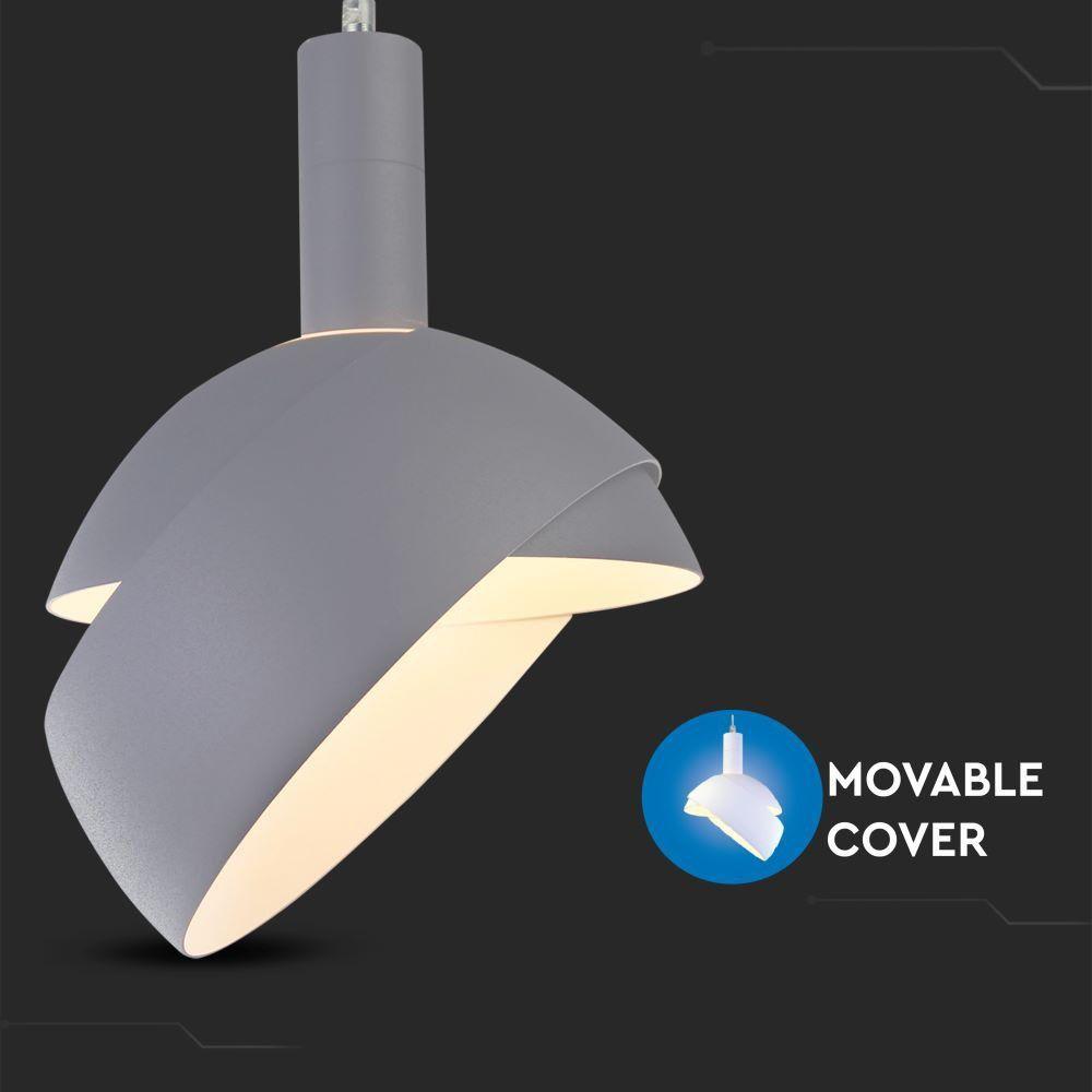 VT-7100 E14 PLASTIC PENDANT LAMPHOLDER WITH SLIDE ALUMINUM LAMPSHADE- GREY