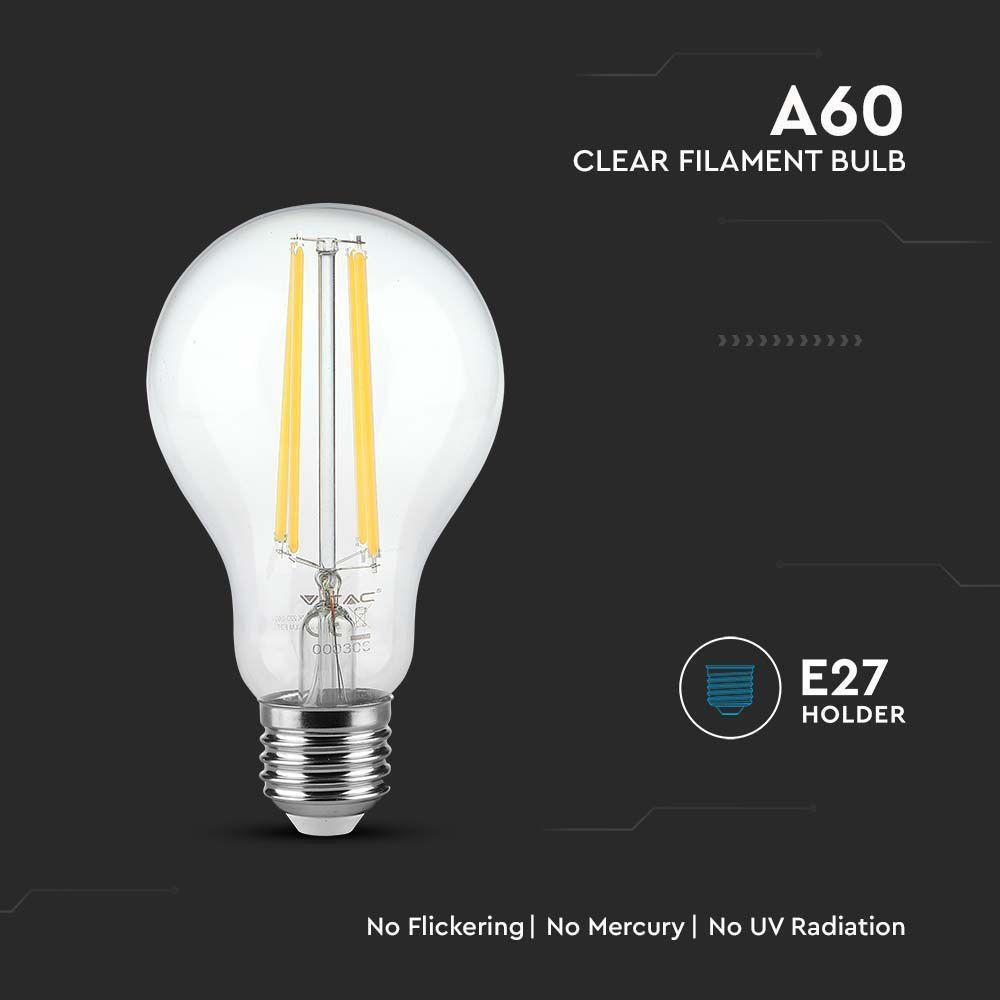 VT-2133 12W A60 LED FILAMENT BULB CLEAR COVER 3000K E27