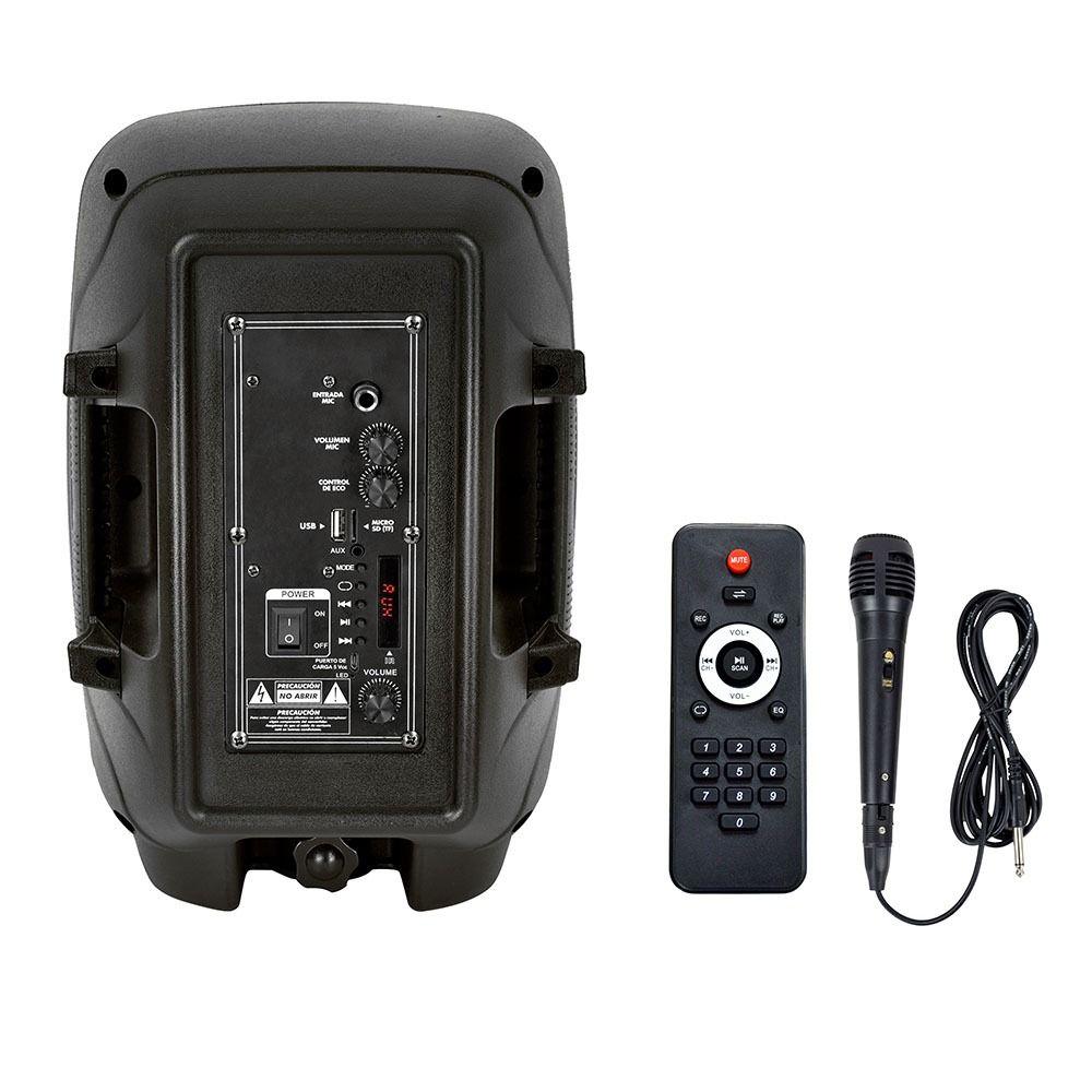 VT-6208 15W RECHARGEABLE TROLLEY SPEAKER WITH WIRED MICROPHONE-RF CONTROL-RGB