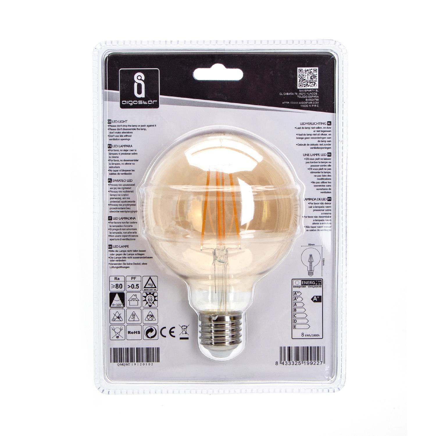 LED Filament Bulb (Amber) G95 E27 8W