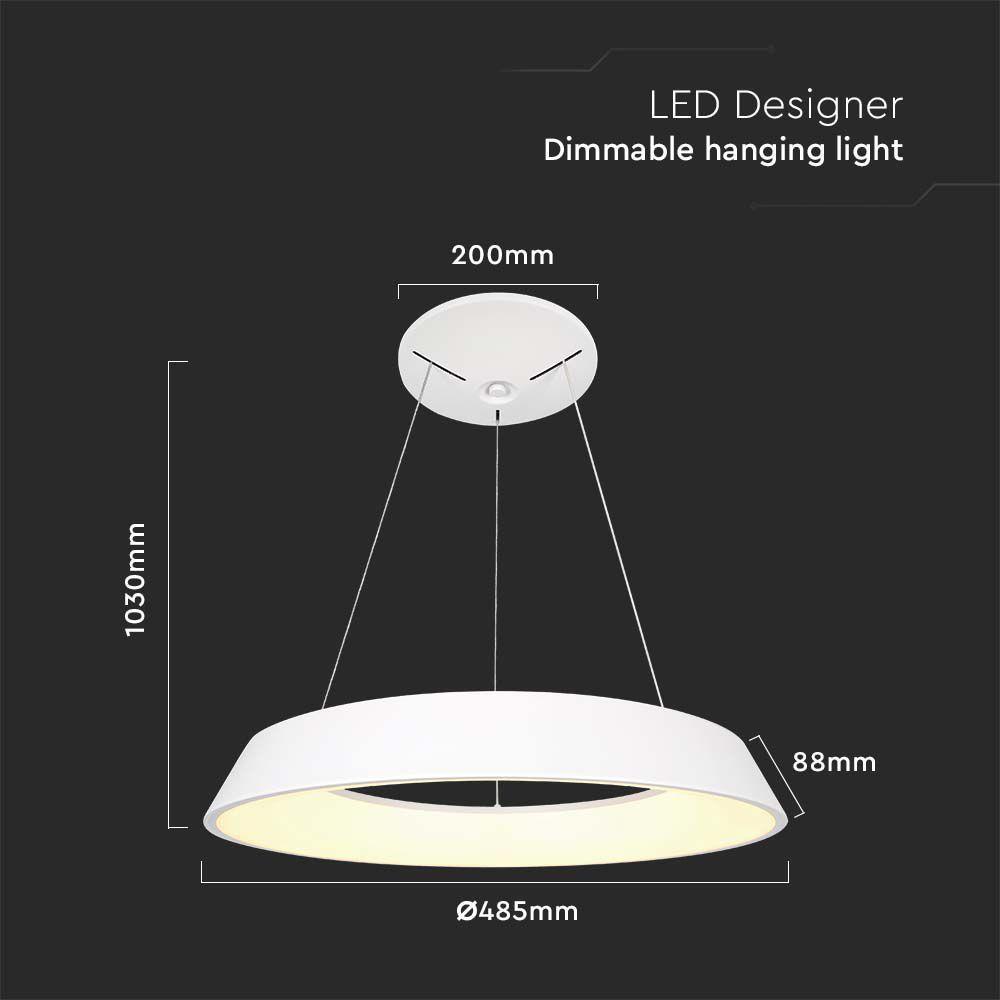 48W Lampa wisząca dekoracyjna LED Triac, Ściemniana, 4000K, Kolor: Biały     , VTAC, SKU 6904