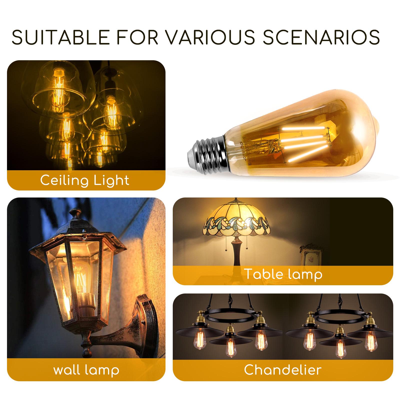 LED Filament Bulb (Amber) ST64 E27 4W