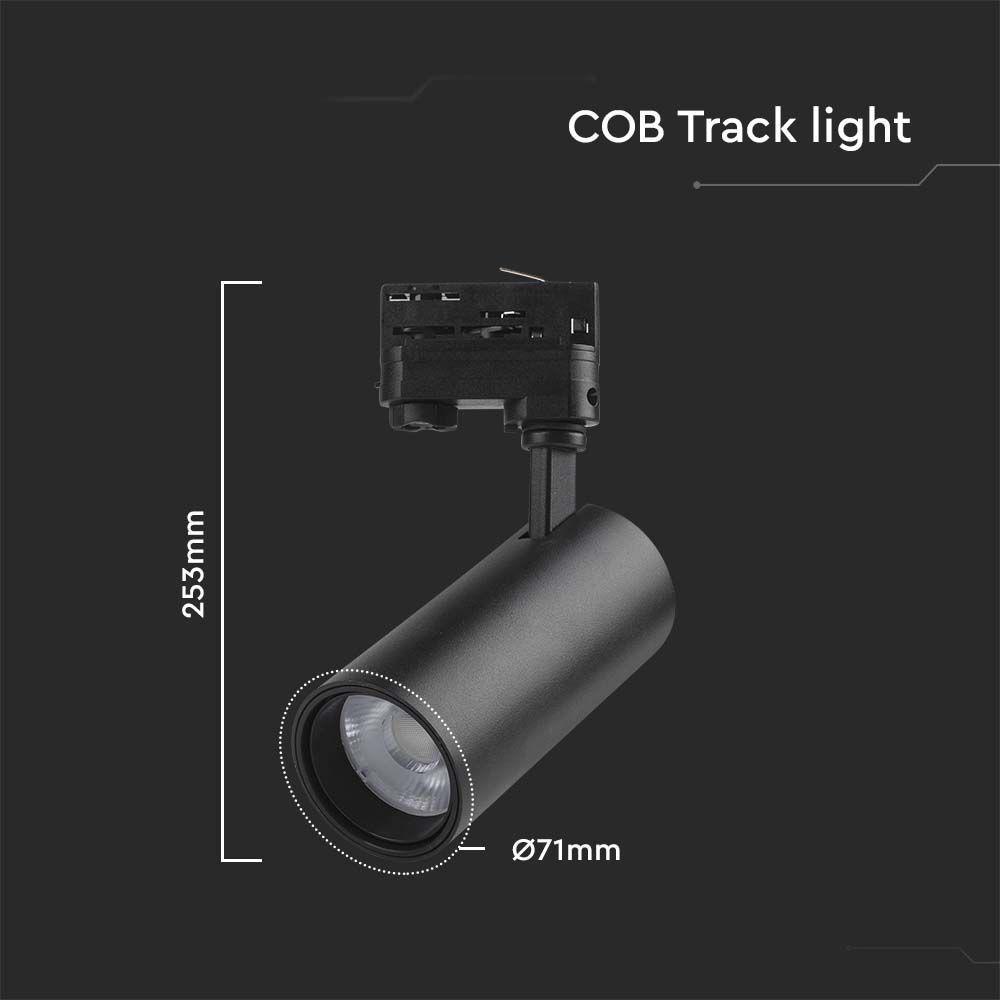 VT-47030 30W COB LED TRACKLIGHT 3in1 BLACK BODY, BLACK REFLECTOR, BLACK BACK COVER