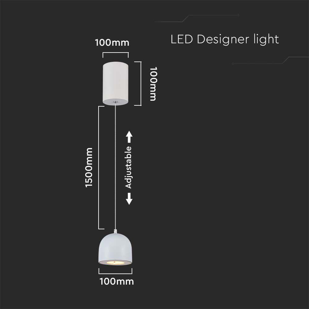 Lampa Wisząca LED, Włącznik dotykowy,  Barwa: 3000K, Obudowa: Jasnoszara    , VTAC, SKU 7995