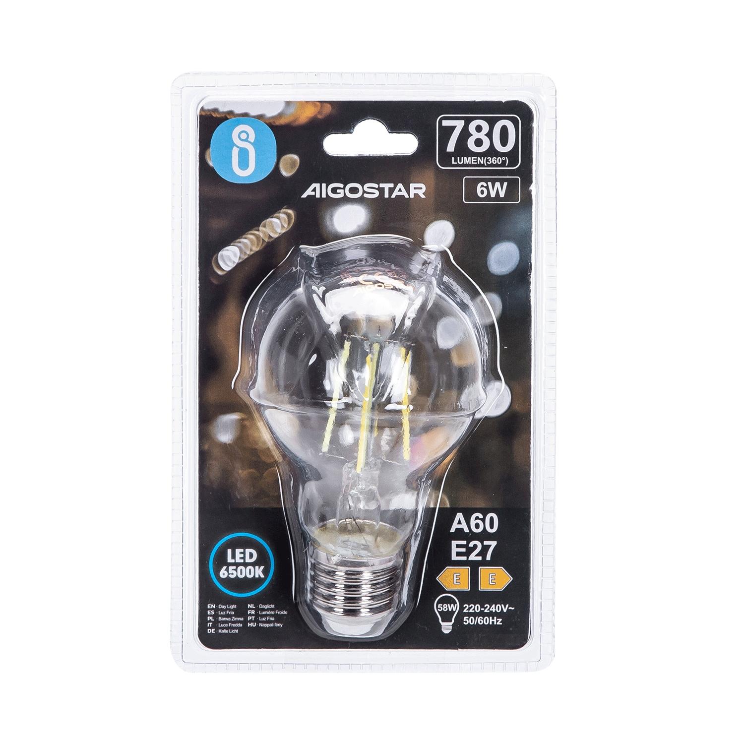 LED Filament Bulb (Clear) A60 E27 6W