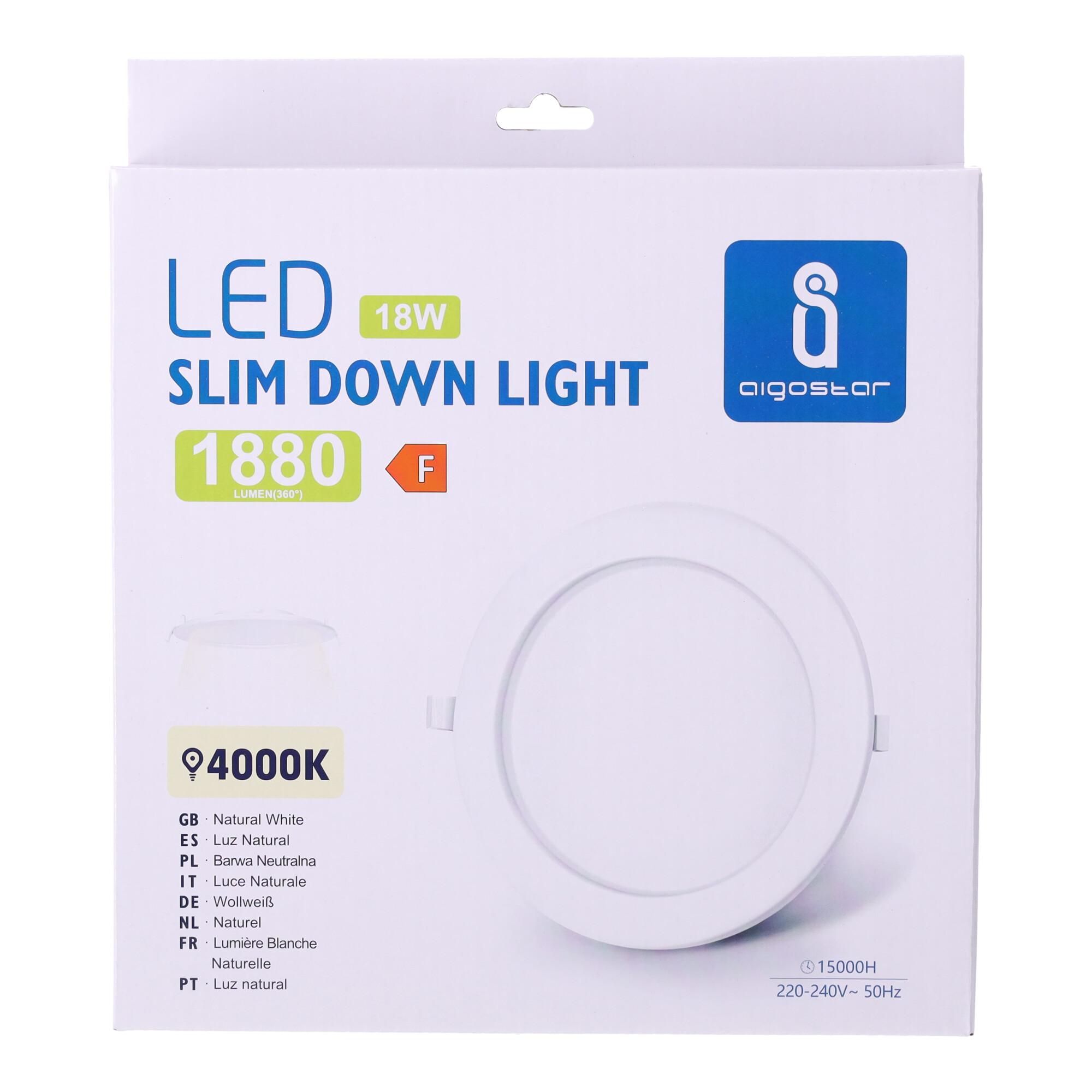 Podtynkowa okrągła lampa LED/Downlight 18W 4000K