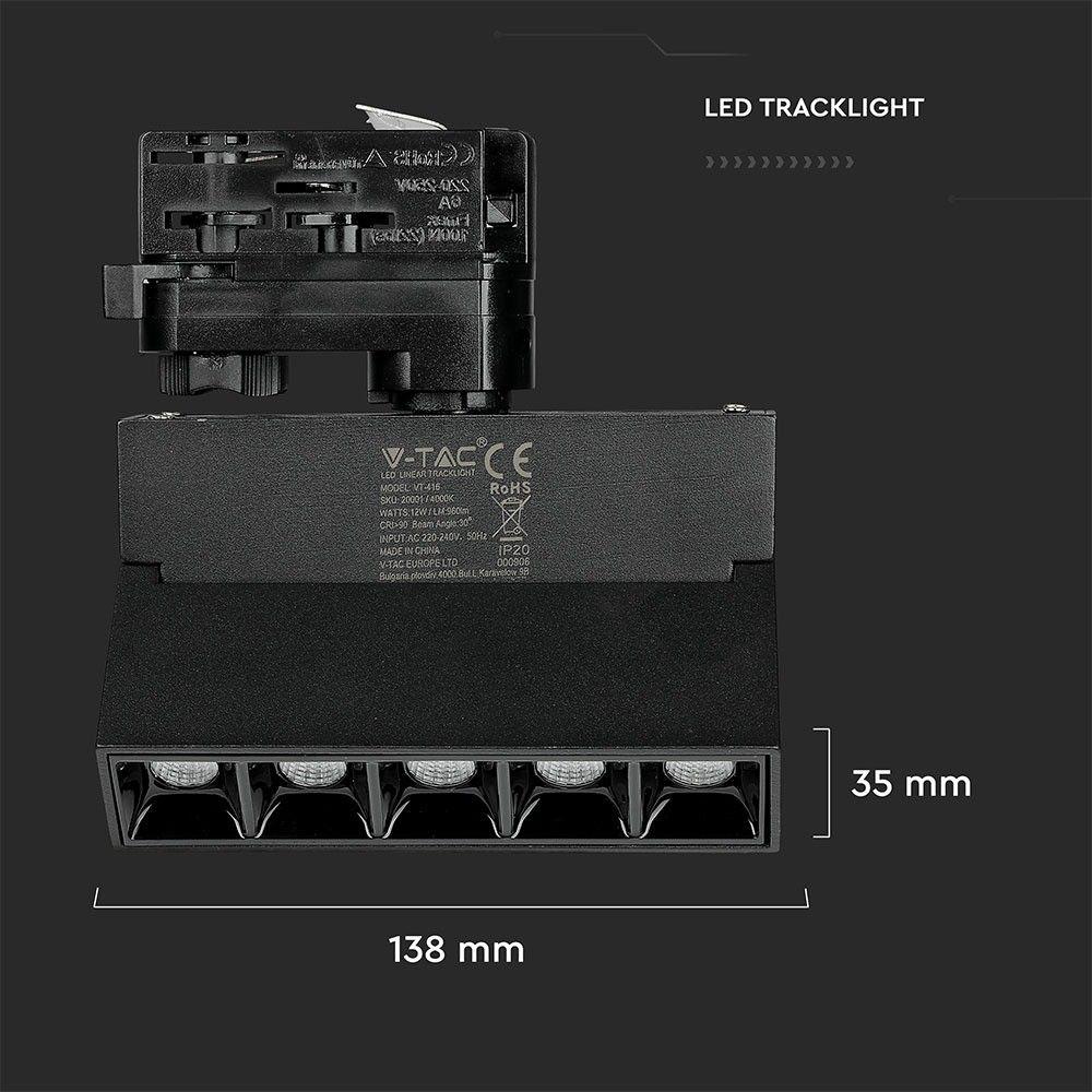 VT-416 12W LED LINEAR TRACK LIGHT SAMSUNG CHIP 4000K BLACK BODY