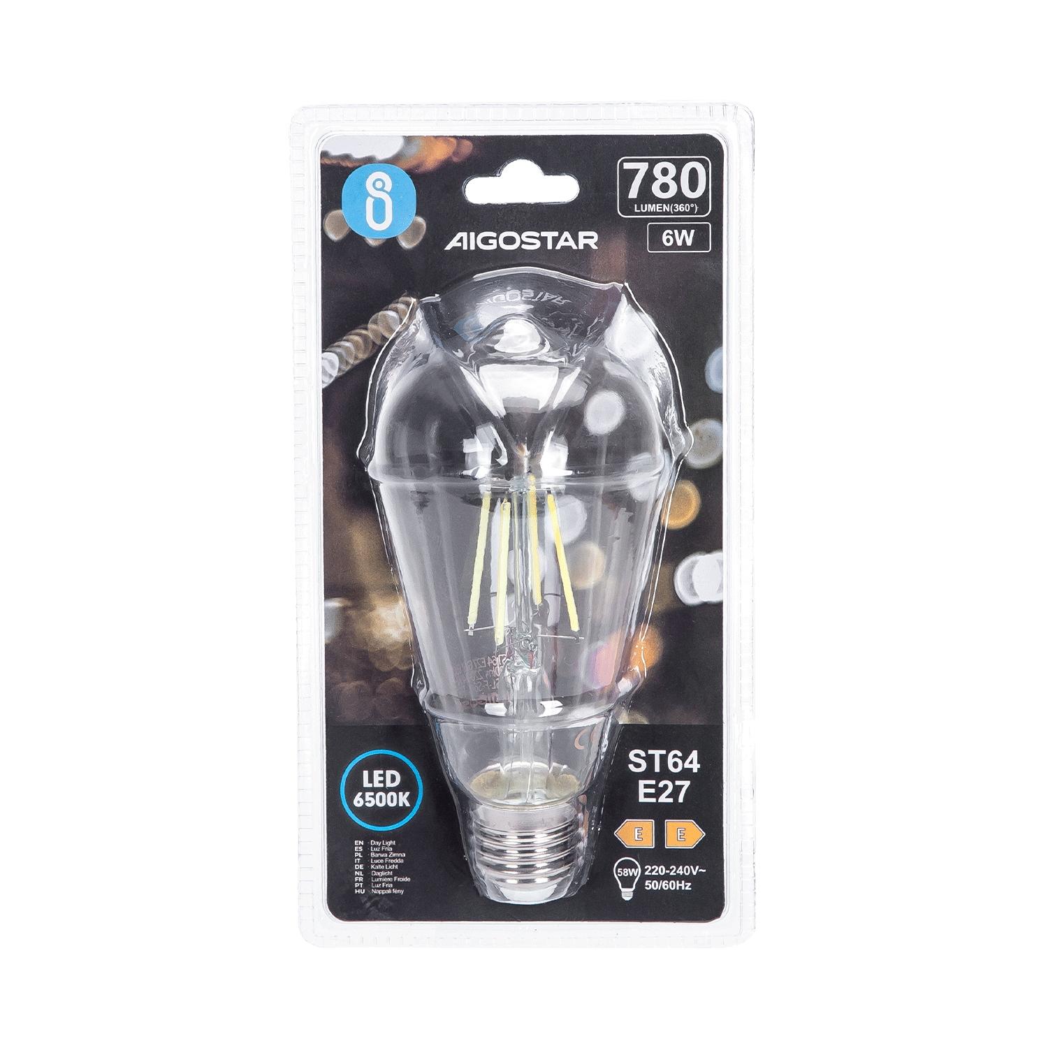 LED Filament Bulb (Clear) ST64 E27 6W