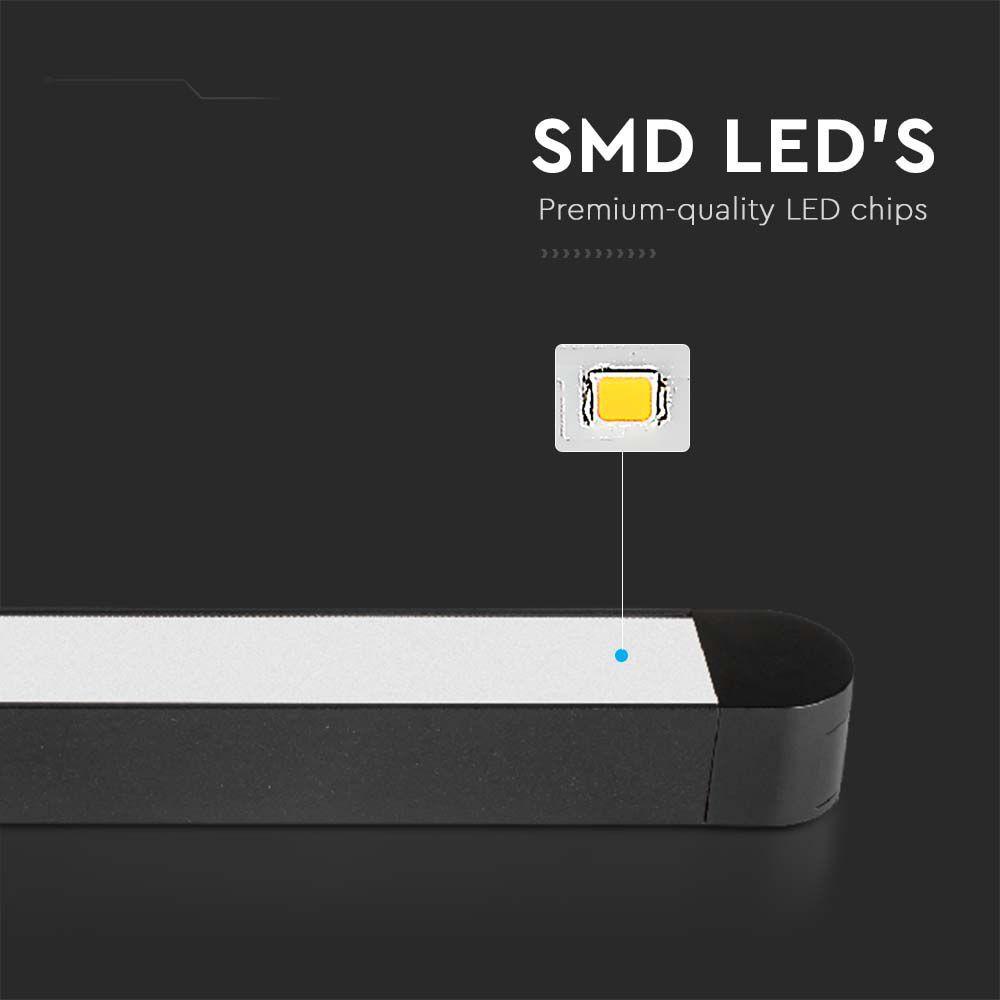 14W Lampa na Szynoprzewód SLIM MAGNETIC, Barwa: 3000K, Obudowa: Czarna , VTAC, SKU 10243