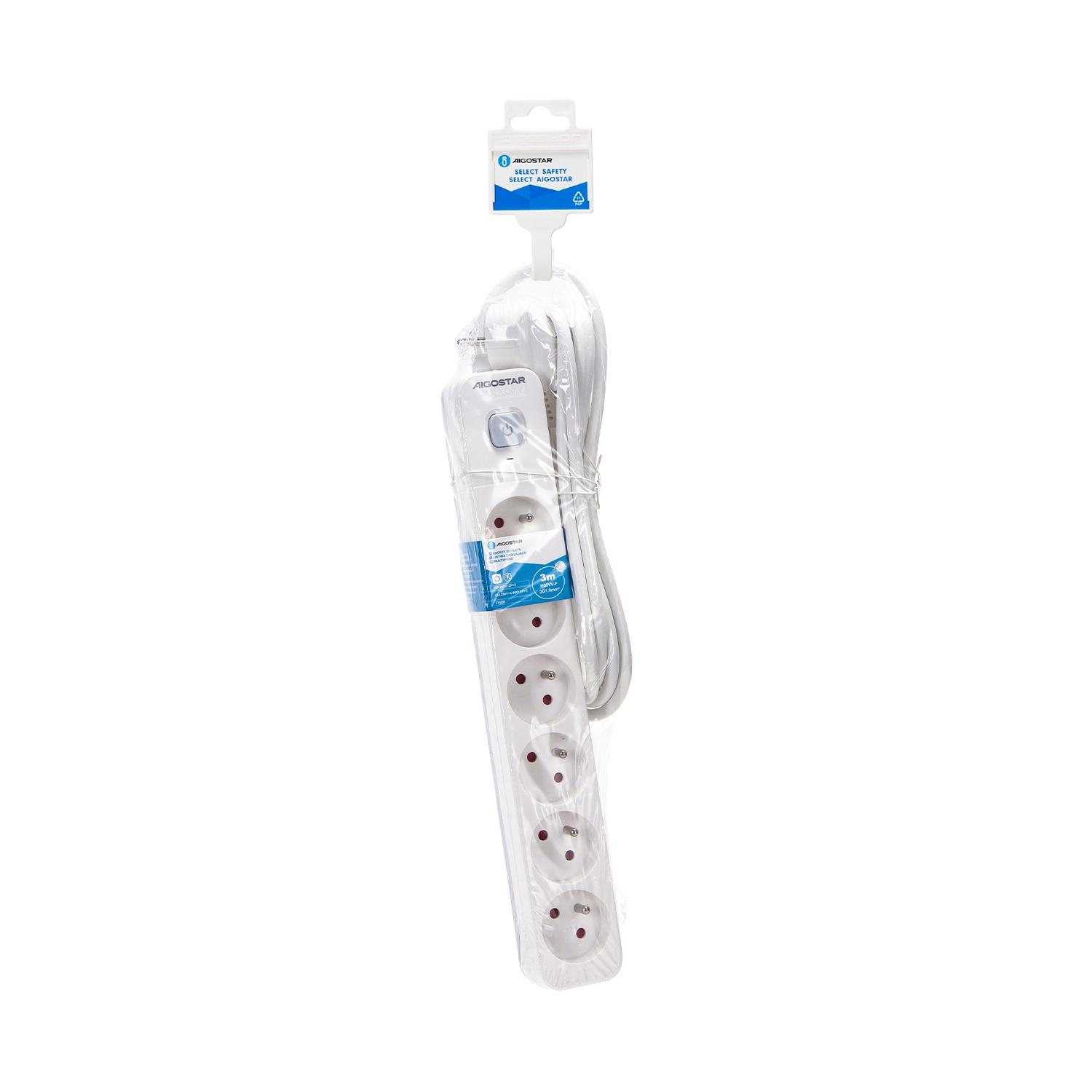 Power strips 6-way 3m H05VV-F 3G1.0m㎡ White and Gray