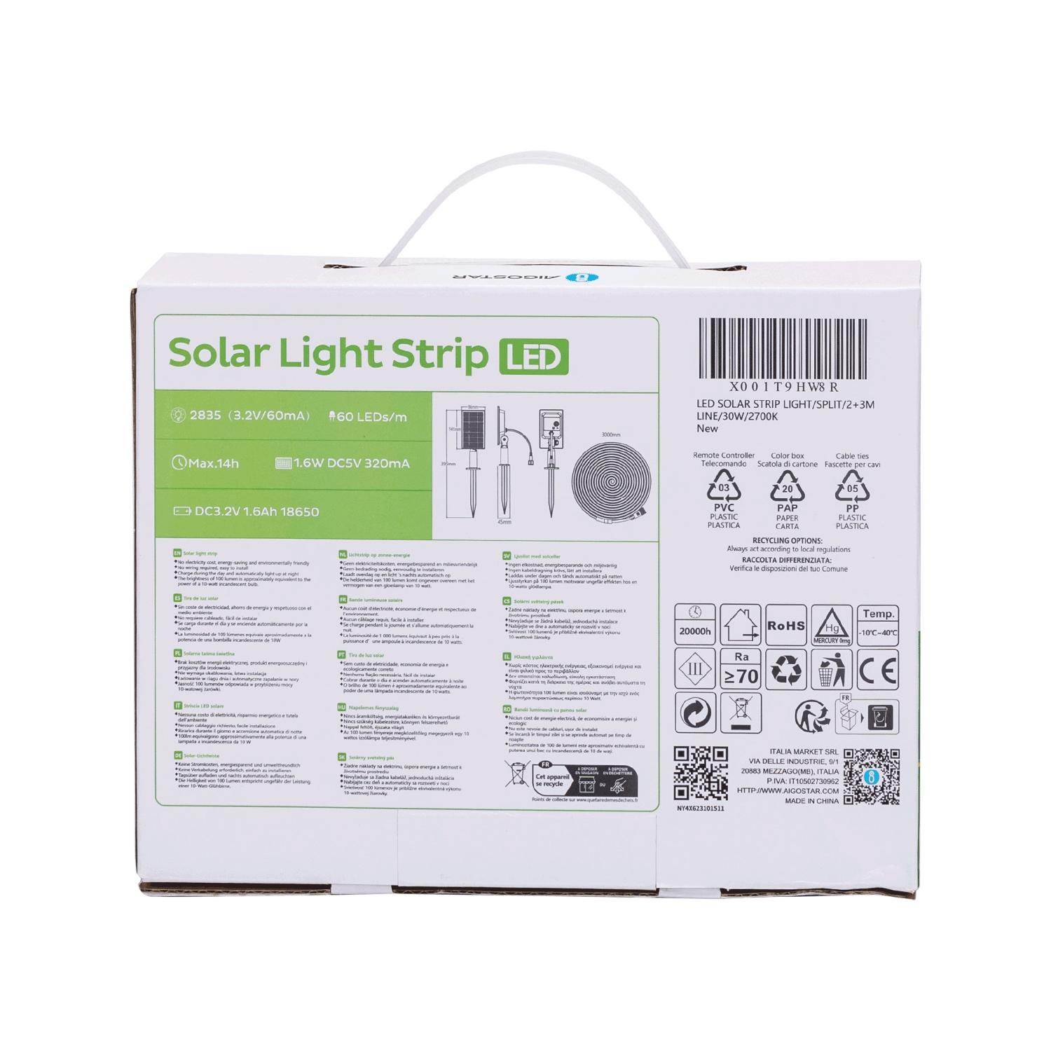 LED SOLAR STRIP LIGHT/SPLIT/2+3M LINE/30W/2700K