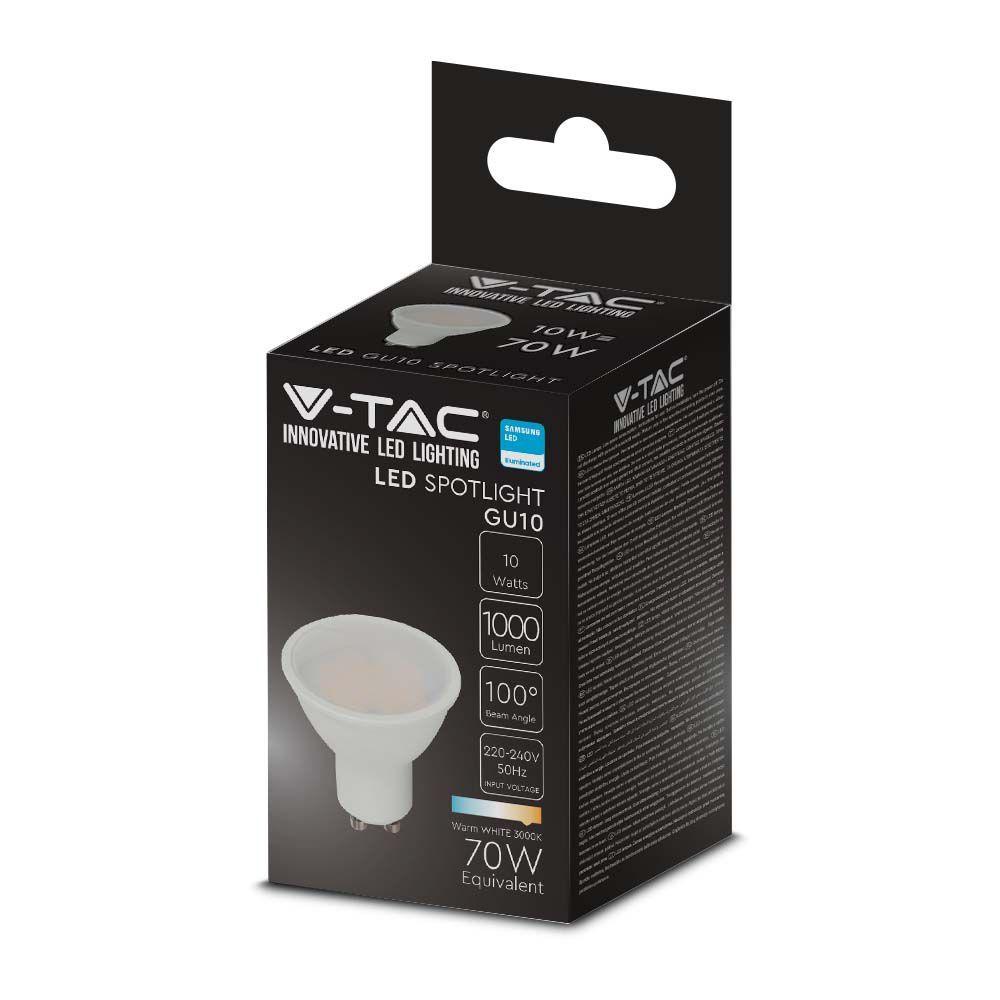 VT-271 10W GU10 LED PLASTIC SPOTLIGHT MILKY COVER SAMSUNG CHIP 3000K