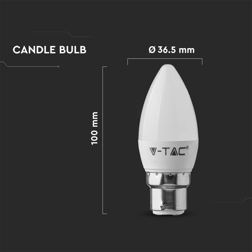 4.5W C35 Żarówka LED, Chip SAMSUNG, Barwa:3000K, Trzonek:B22, VTAC, SKU 21103