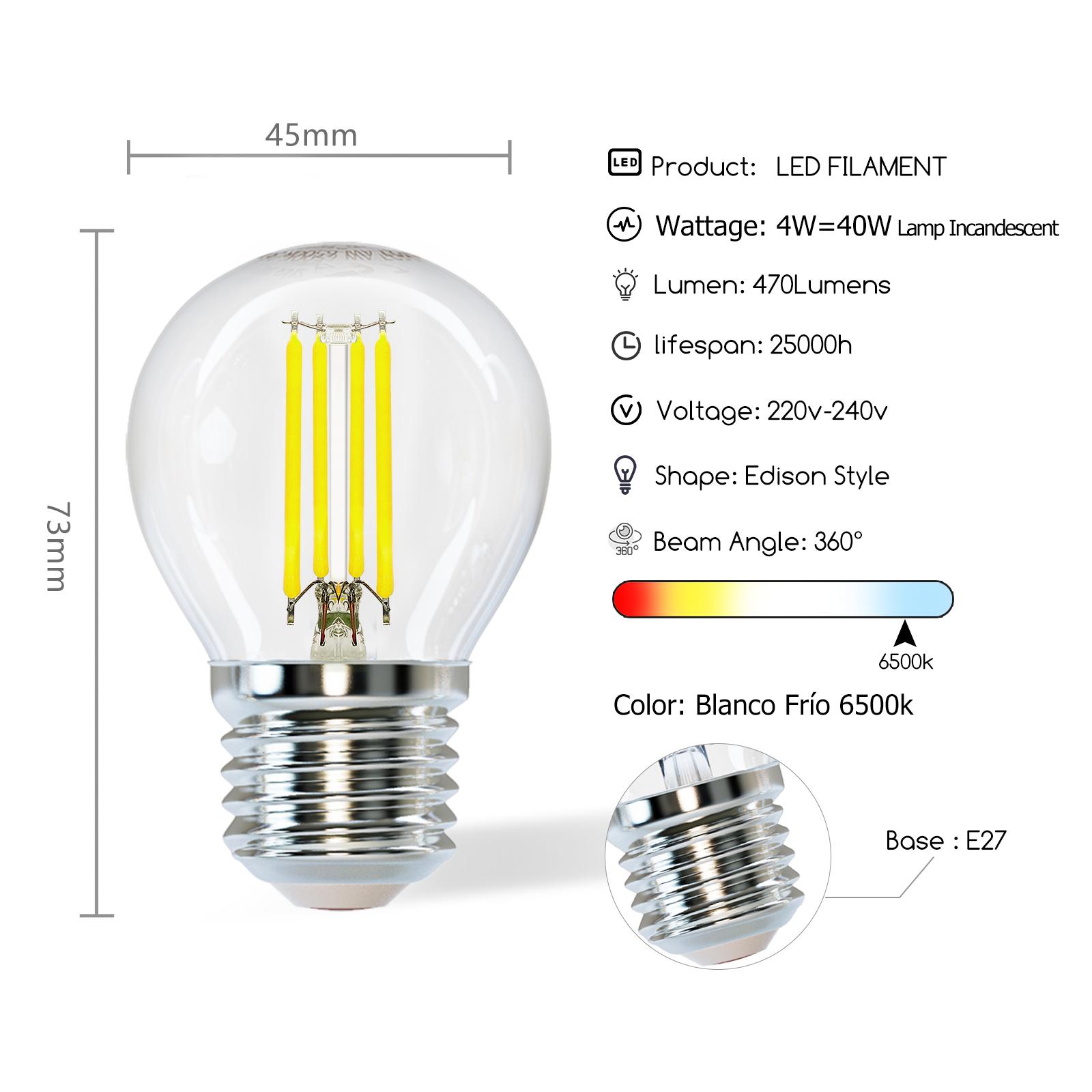 LED filament lamp G45