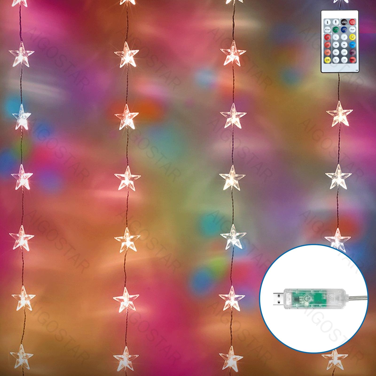 USB star curtain string lights, RGBIC, 1m