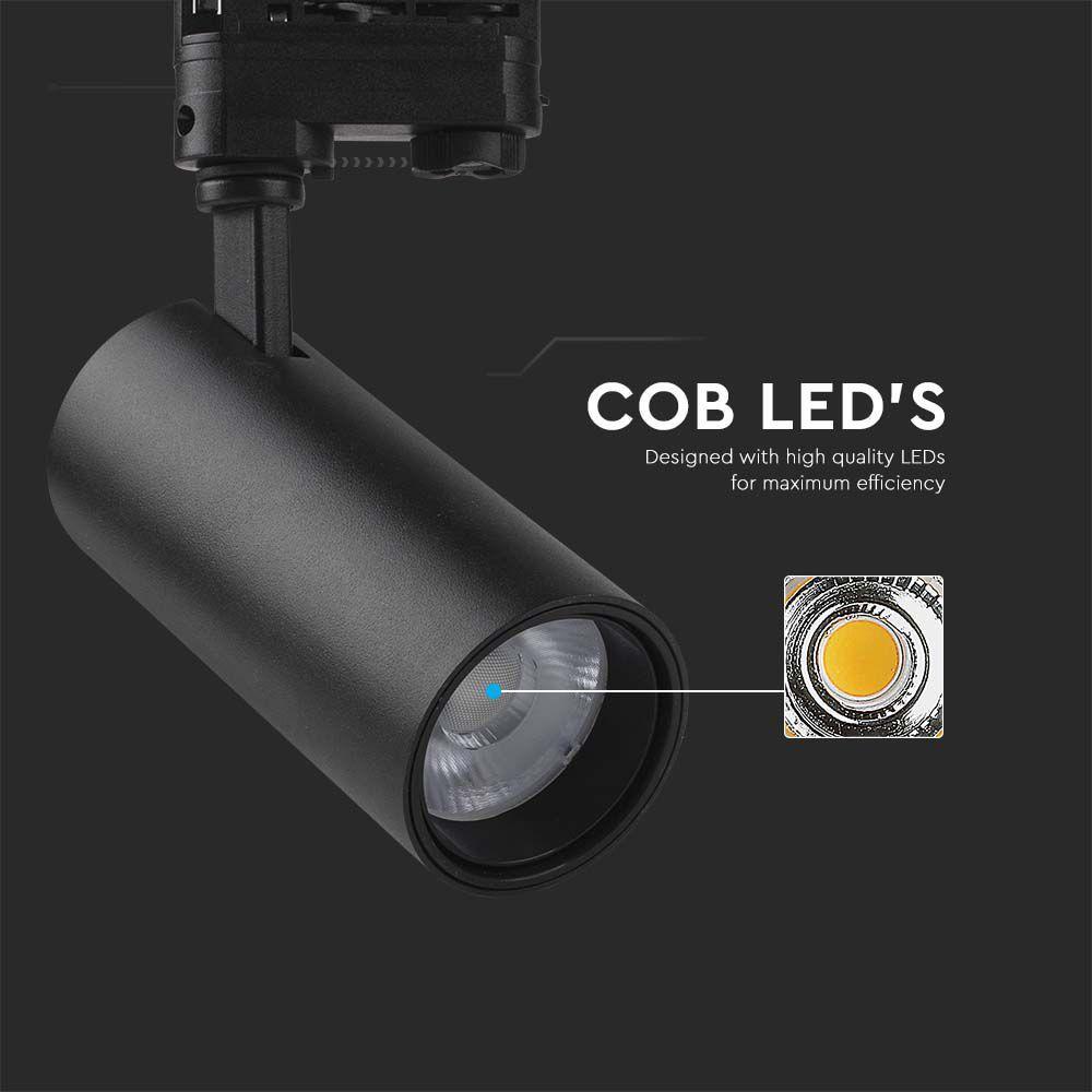 VT-47030 30W COB LED TRACKLIGHT 3in1 BLACK BODY, BLACK REFLECTOR, BLACK BACK COVER