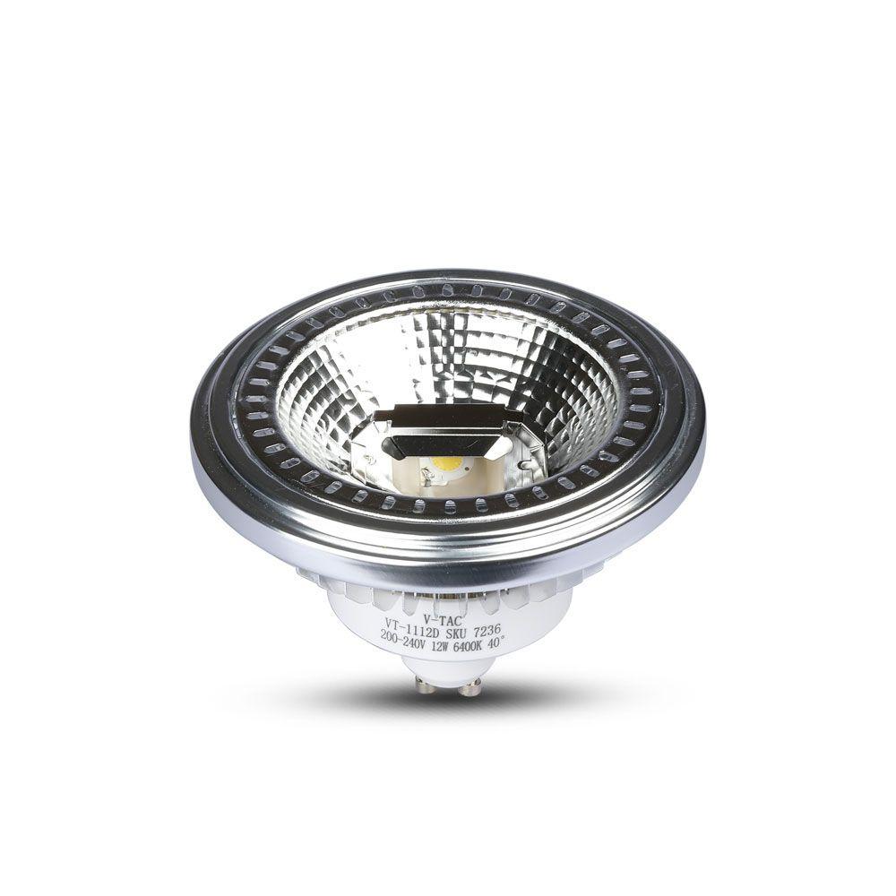 12W AR111 LED SPOTLIGHT, Barwa:6400K, Trzonek:GU10, Ściemniana, VTAC, SKU 7236