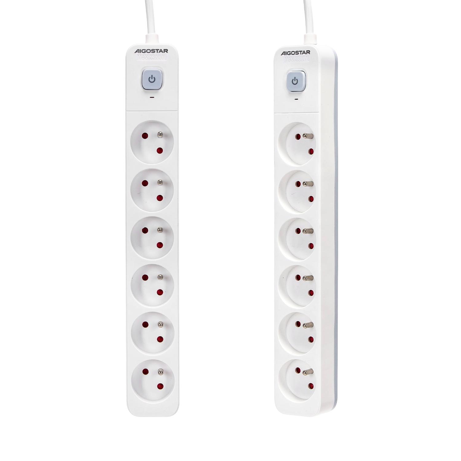 Power strips 6-way 3m H05VV-F 3G1.0m㎡ White and Gray