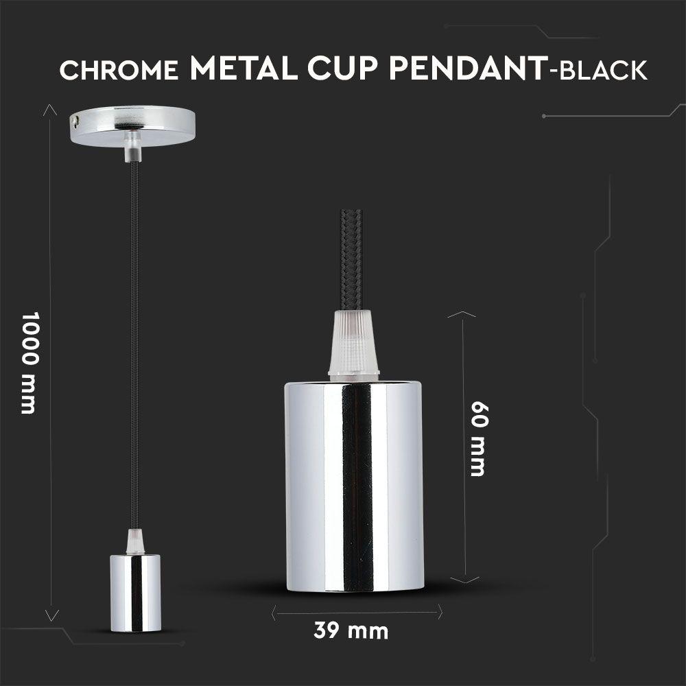 VT-7338 E27 CHROME METAL CUP PENDANT LIGHT-BLACK