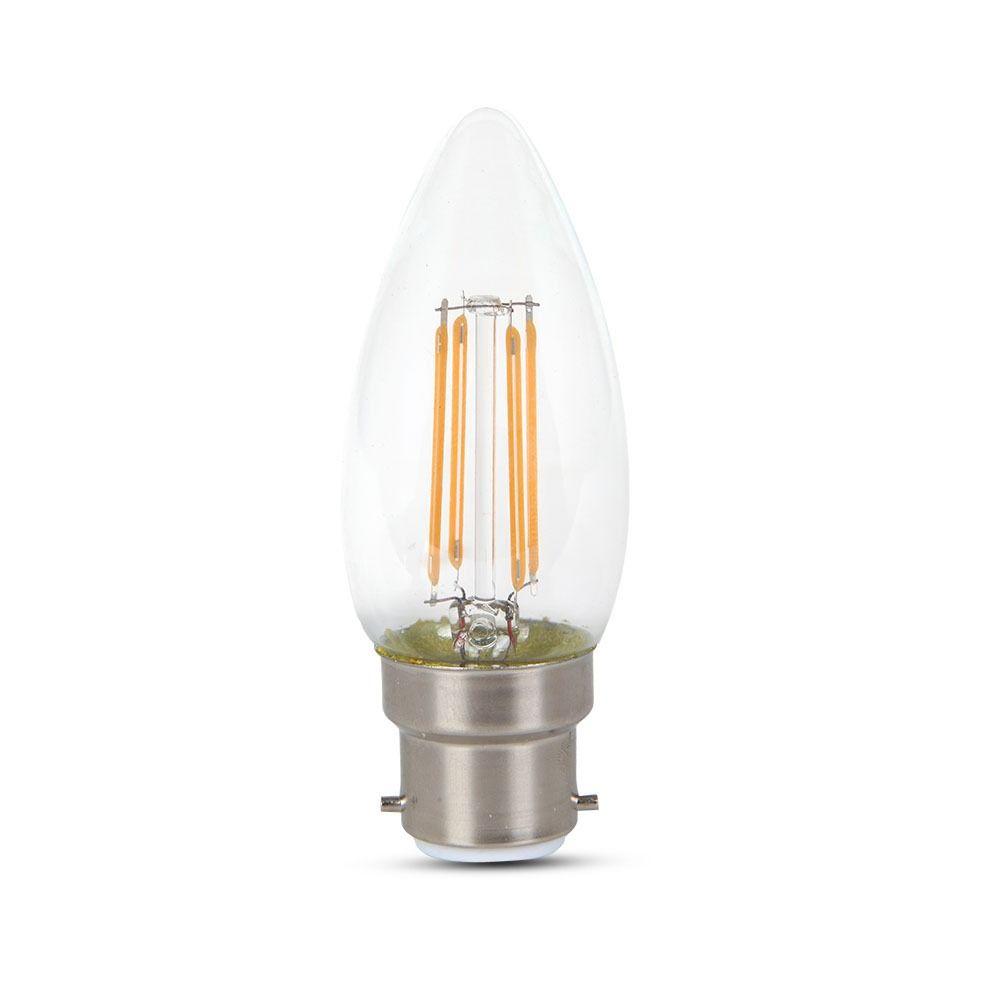 VT-222 4W CANDLE FILAMENT BULB -CLEAR GLASS SAMSUNG CHIP 3000K B22