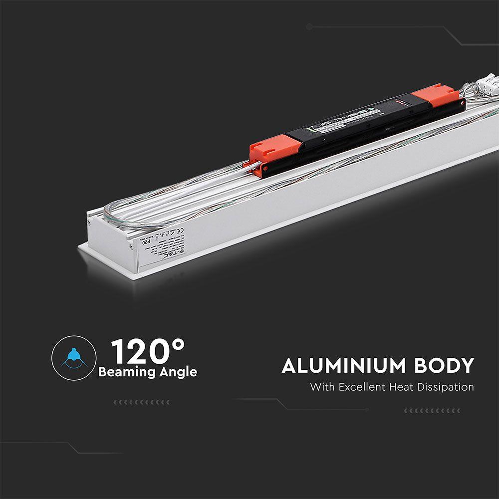 40W Oprawa Liniowa LED Podtynkowa, Chip SAMSUNG, Barwa:4000K, 5 Lat gwarancji, Obudowa: Biała, VTAC, SKU 382