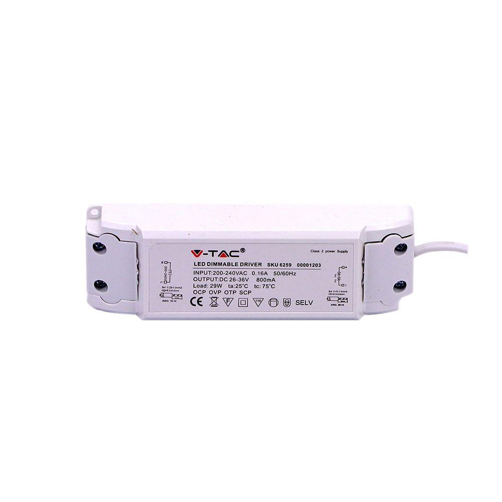 29W Zasilacz do Paneli LED VT-1231 i VT-6129, 800mA, VTAC, SKU 6259