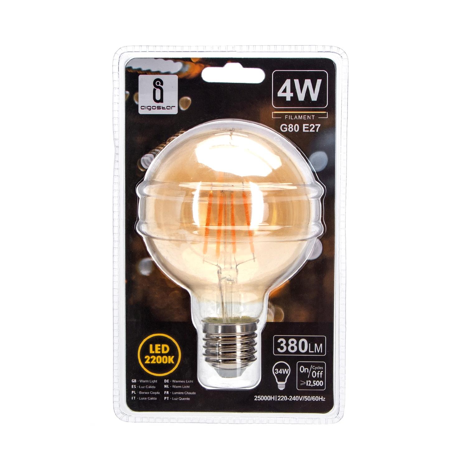 LED Filament Bulb (Amber) G80 E27 4W