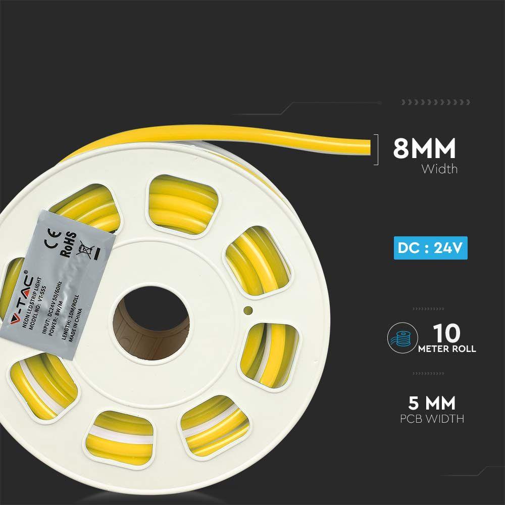 VT-555 8W/M NEON FLEX YELLOW 24V (10M/ROLL)(PRICE PER M)