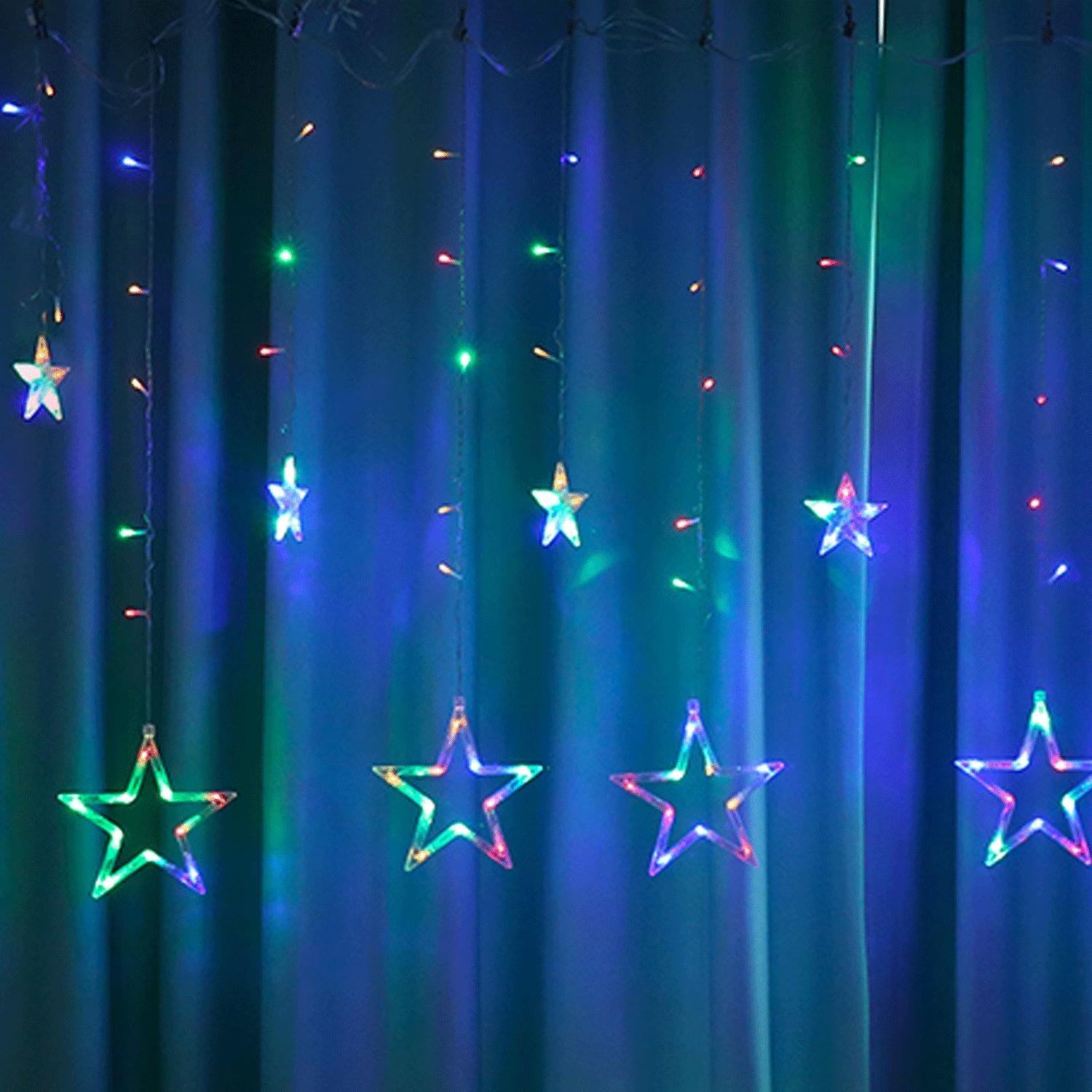 Low voltage connectable string lights, stars (wave),RGBY, 3m+3m*0.6m, 12strips