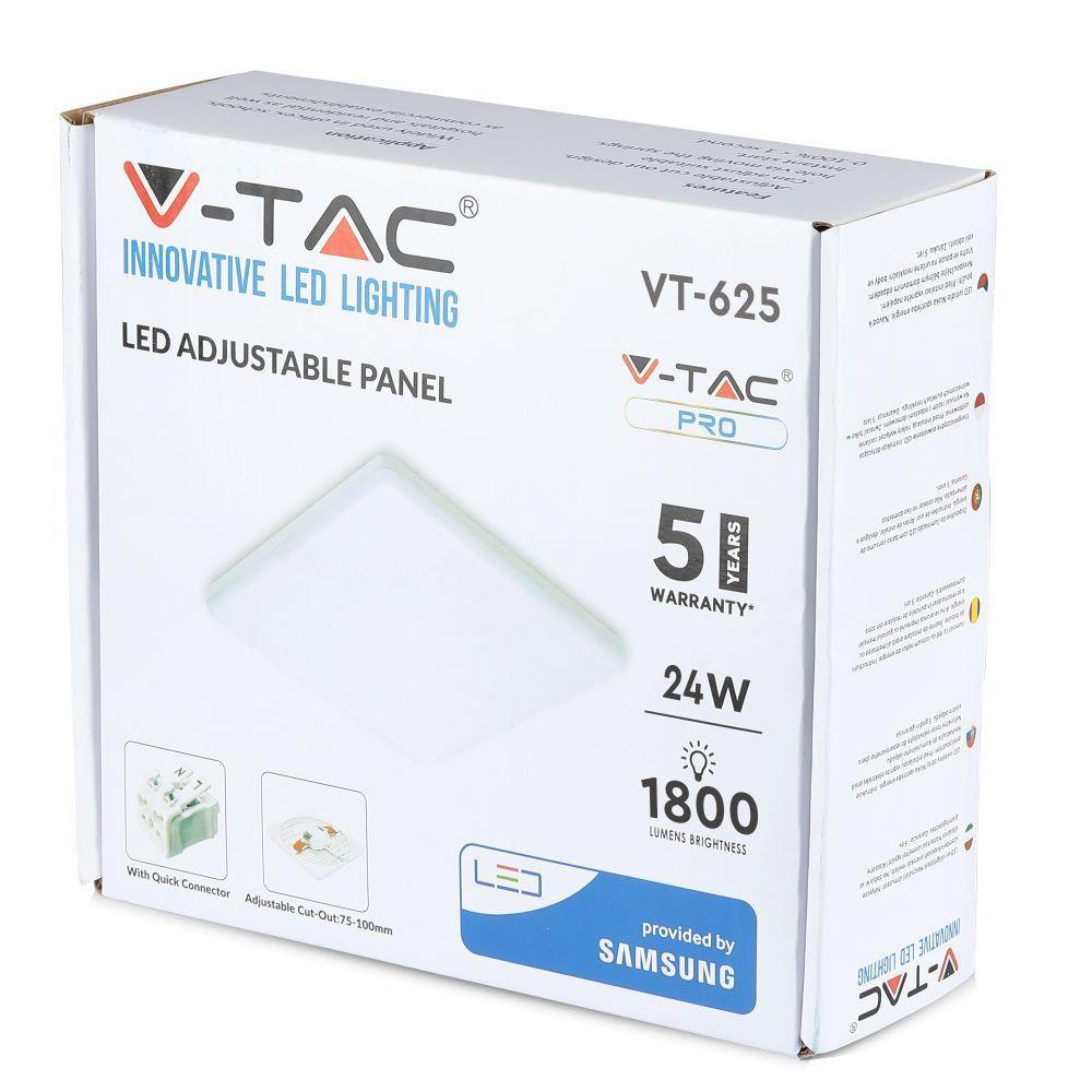 VT-625SQ 24W LED ADJUSTABLE PANEL SAMSUNG CHIP 3000K SQUARE