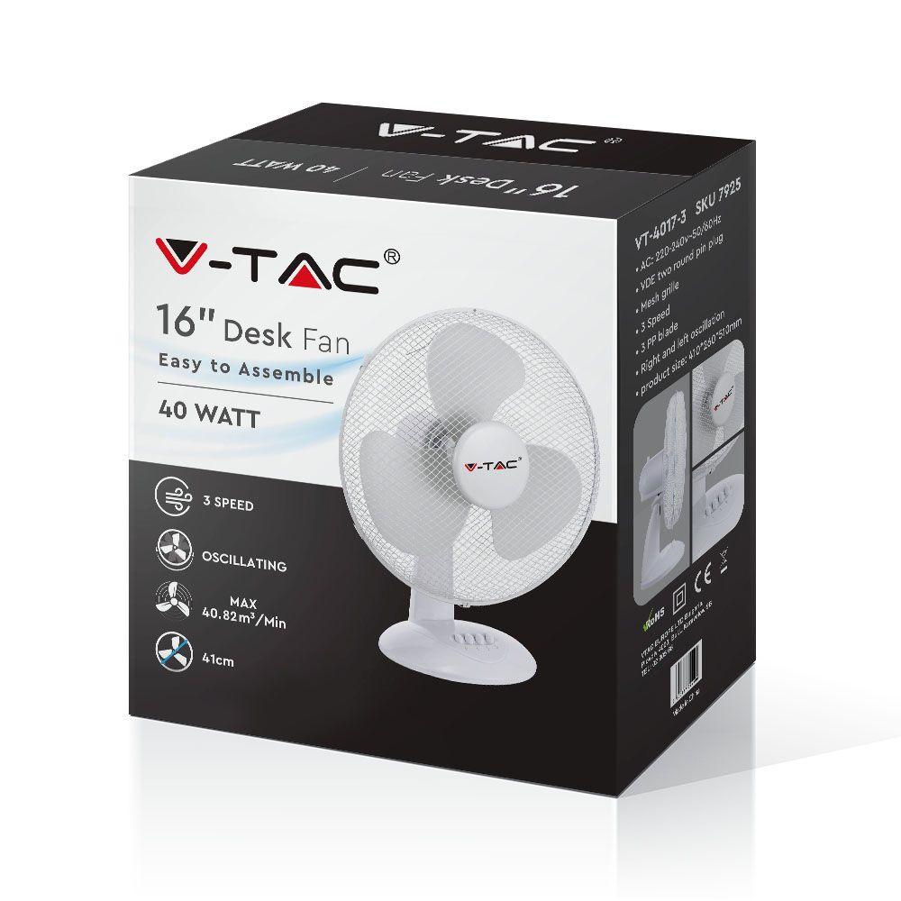 VT-4017-3 40W DESK FAN WITH KNOCK-DOWN BASE-4 BUTTONS-3 BLADES(16INCH)