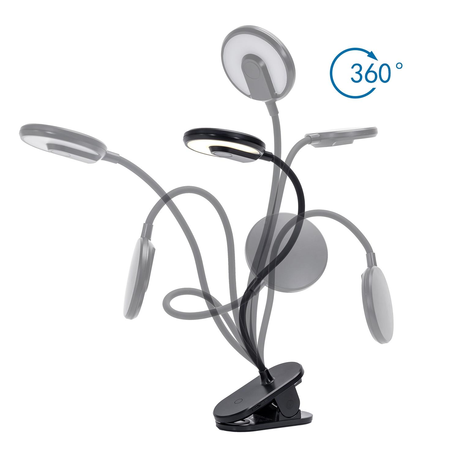 LED Rechargeable Clip Light Black 2.5W 4000K