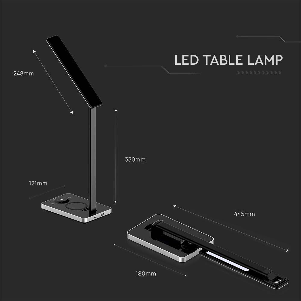 7W Lampka biurkowa z ładowarką indukcyjną, Barwa: 3w1, Czarna, VTAC, SKU 218602