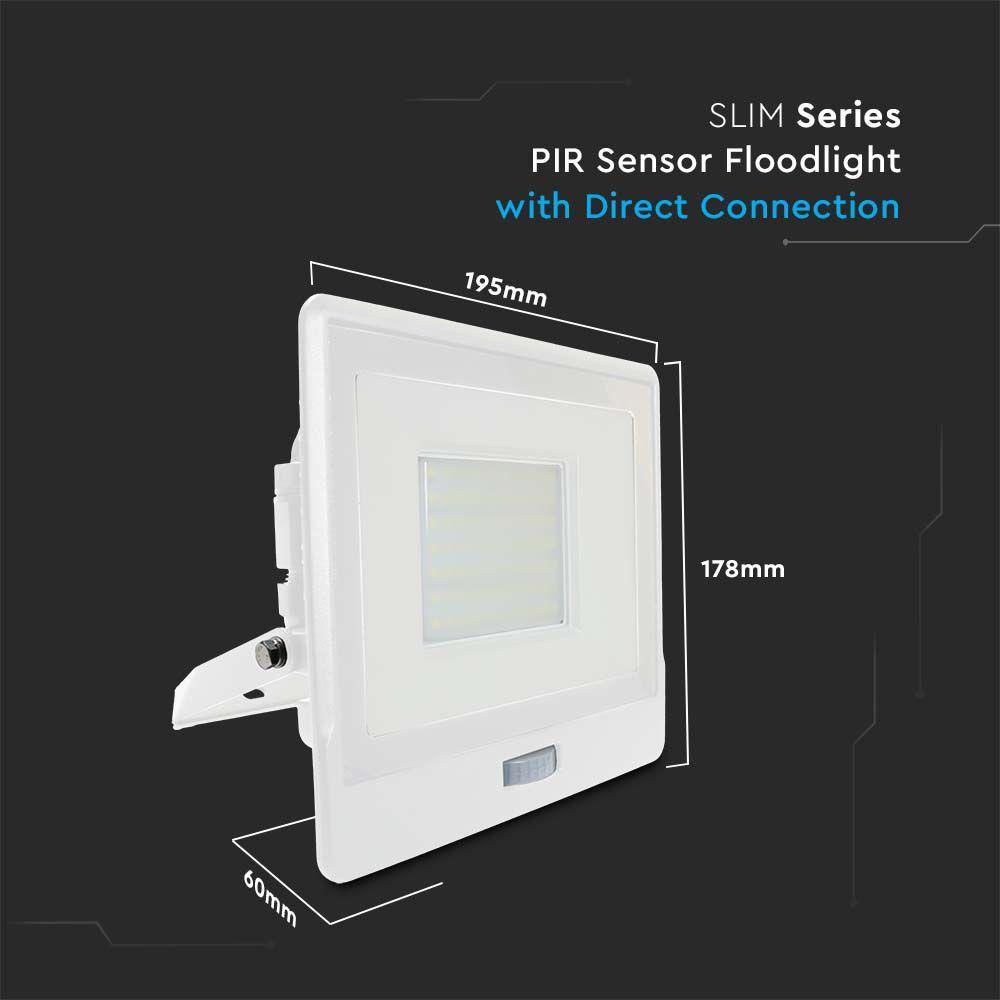 VT-158S 50W PIR SENSOR FLOODLIGHT SAMSUNG CHIP 6500K WHITE BODY