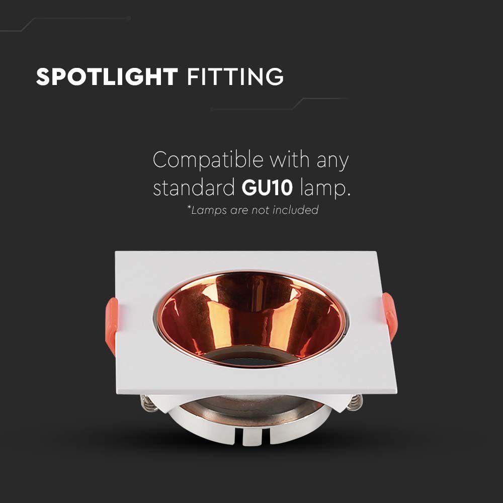 VT-932 GU10 FITTING SQUARE WHITE FRAME+ROSE GOLD REFLECTOR