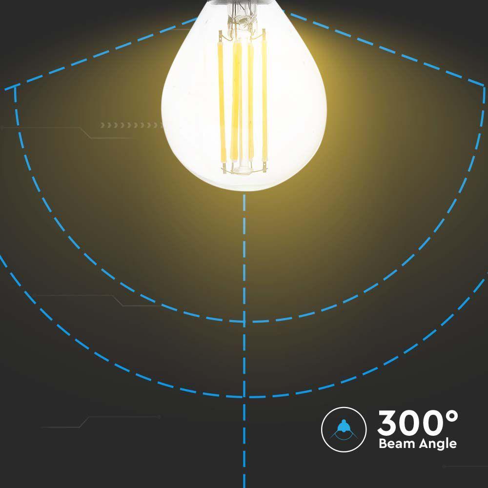 4W P45 Żarówka LED Filament, Klosz Transparentny, Barwa:3000K, Trzonek:E14, VTAC, SKU 214300