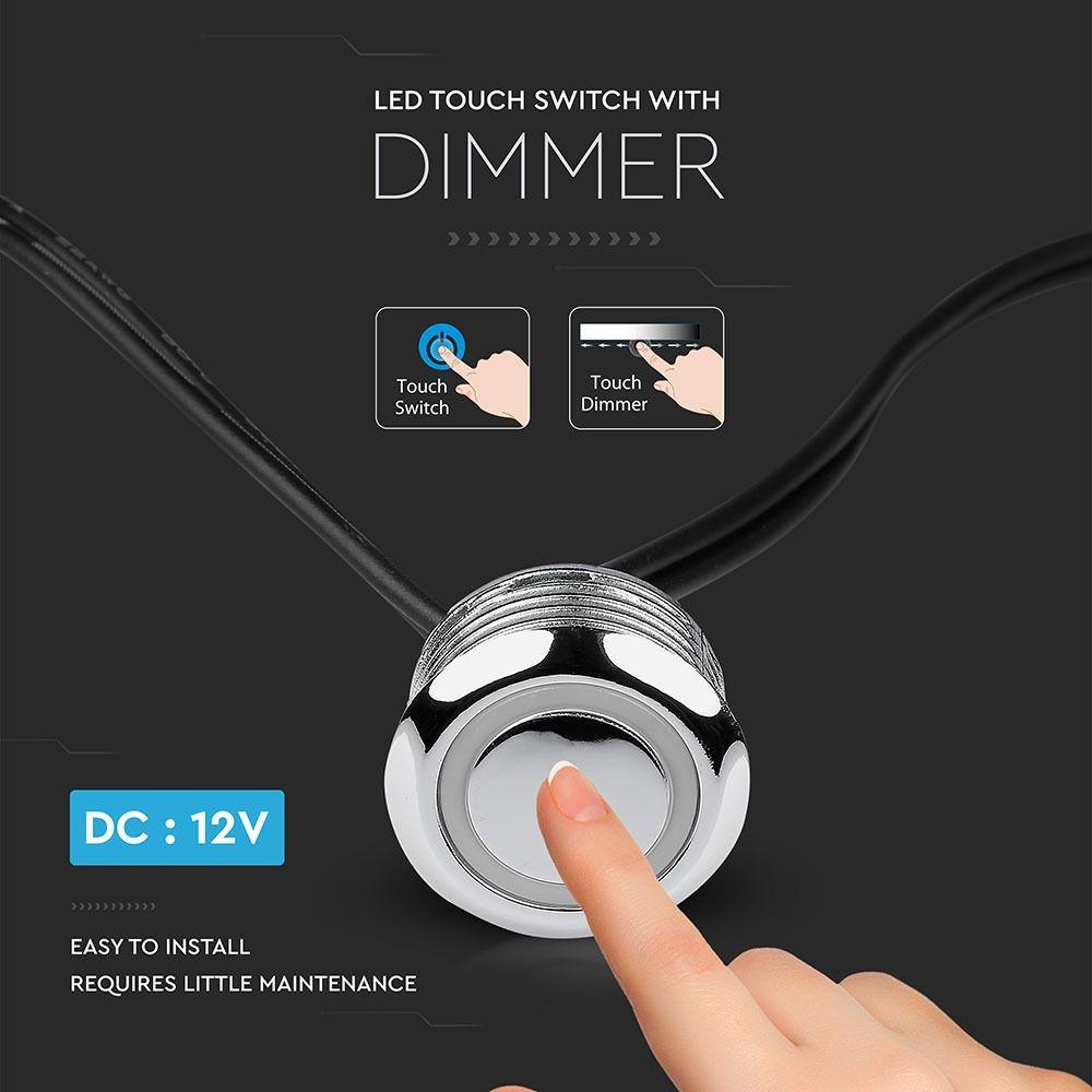 VT-2411 LED TOUCH SWITCH AND DIMMER - SILVER+BLACK CABLE