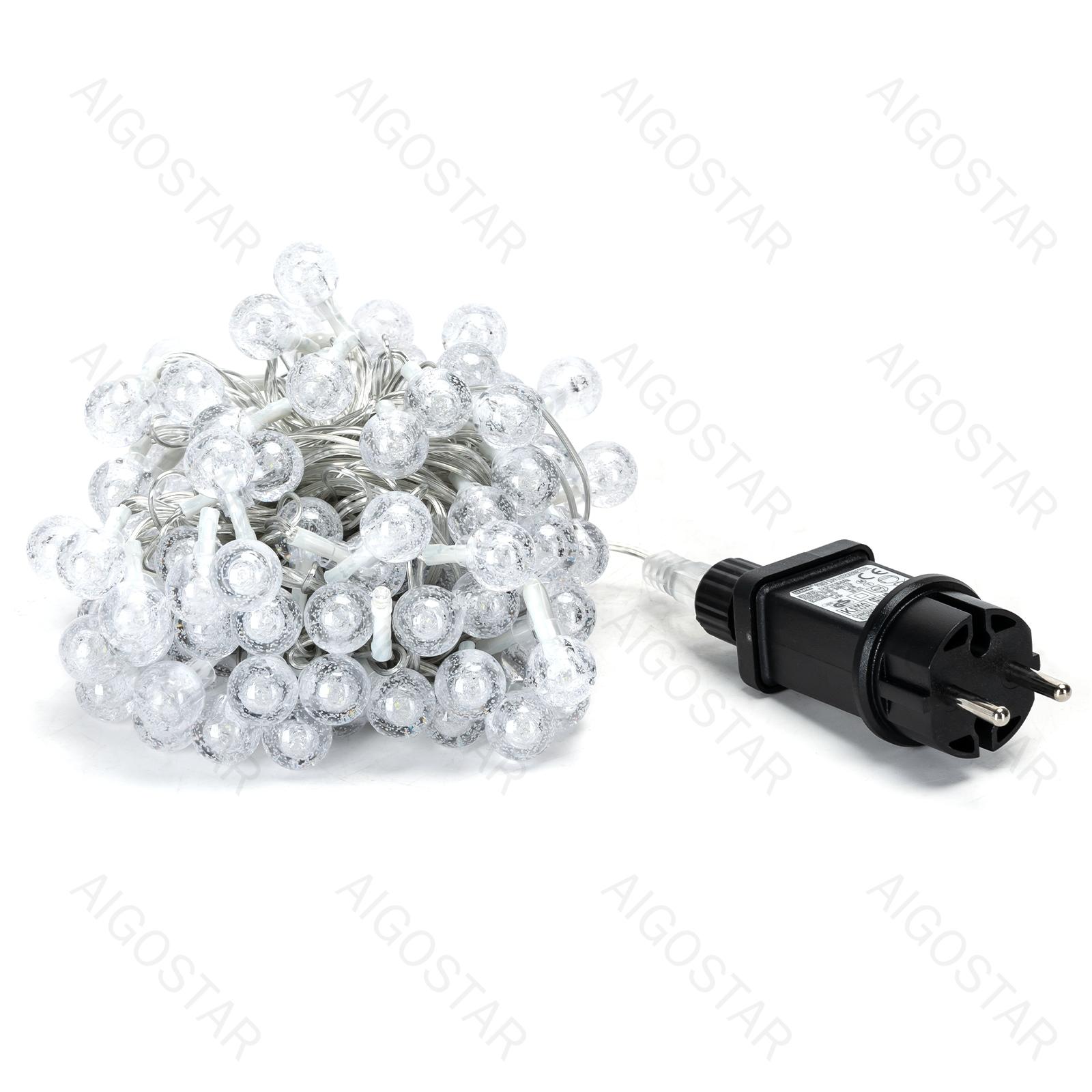 Low voltage bubble string lights, cold white, 10m