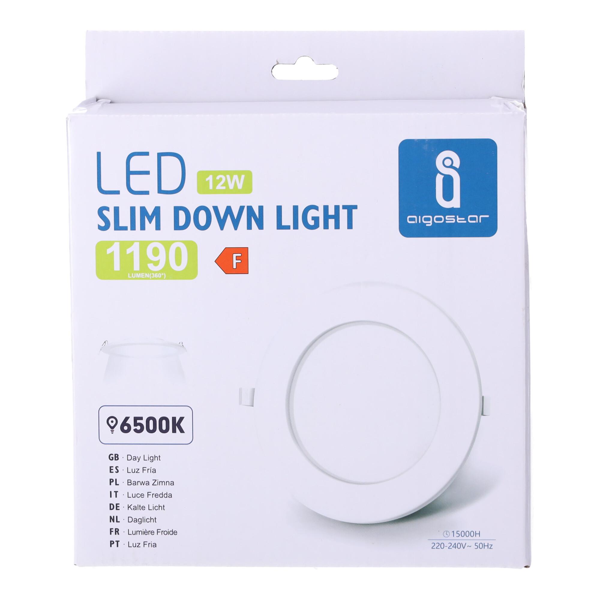 Podtynkowa okrągła lampa LED/Downlight 12W 6500K