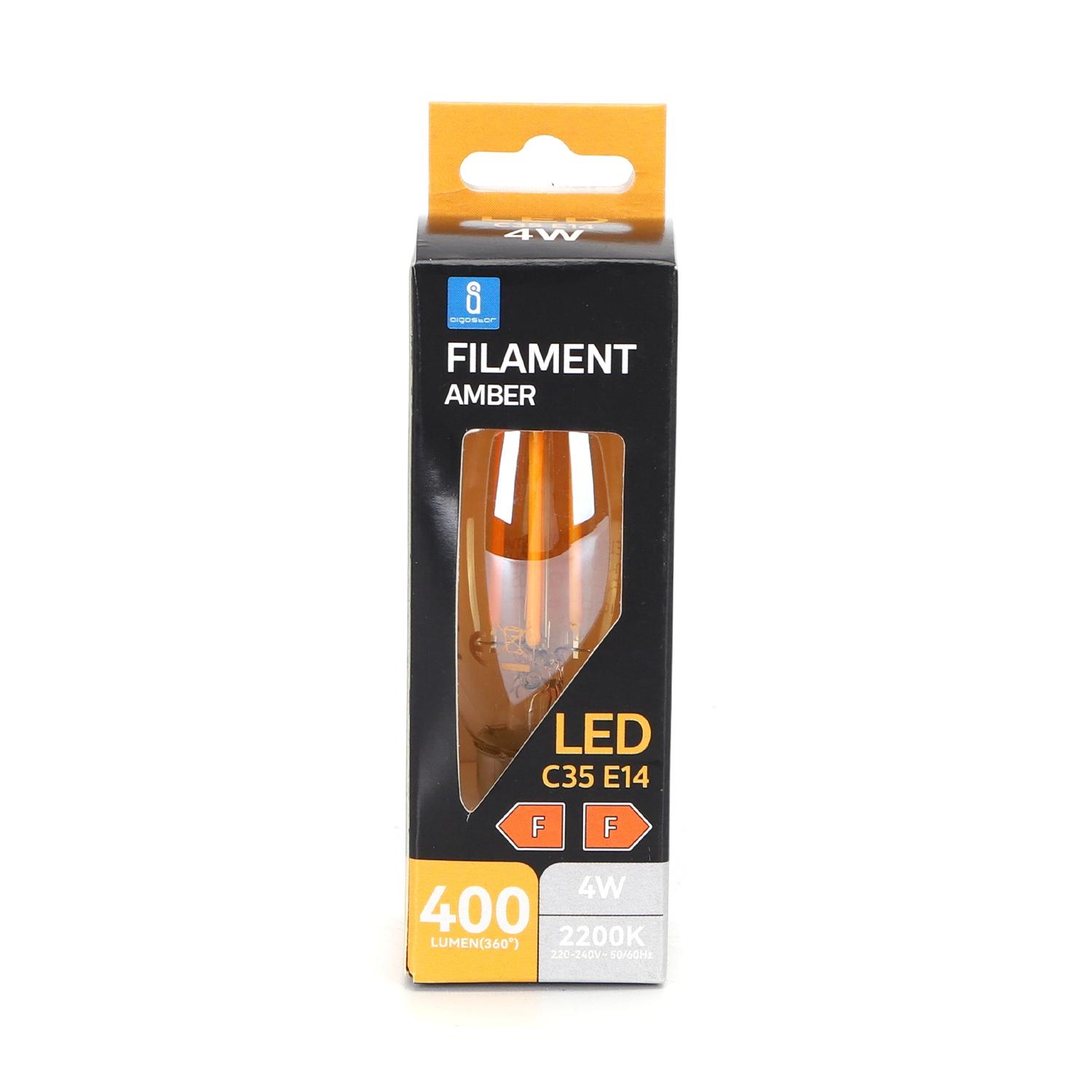 Żarówka LED Filament (Bursztynowa) C35 E14 4W(4W,400lm,E14,2200K)