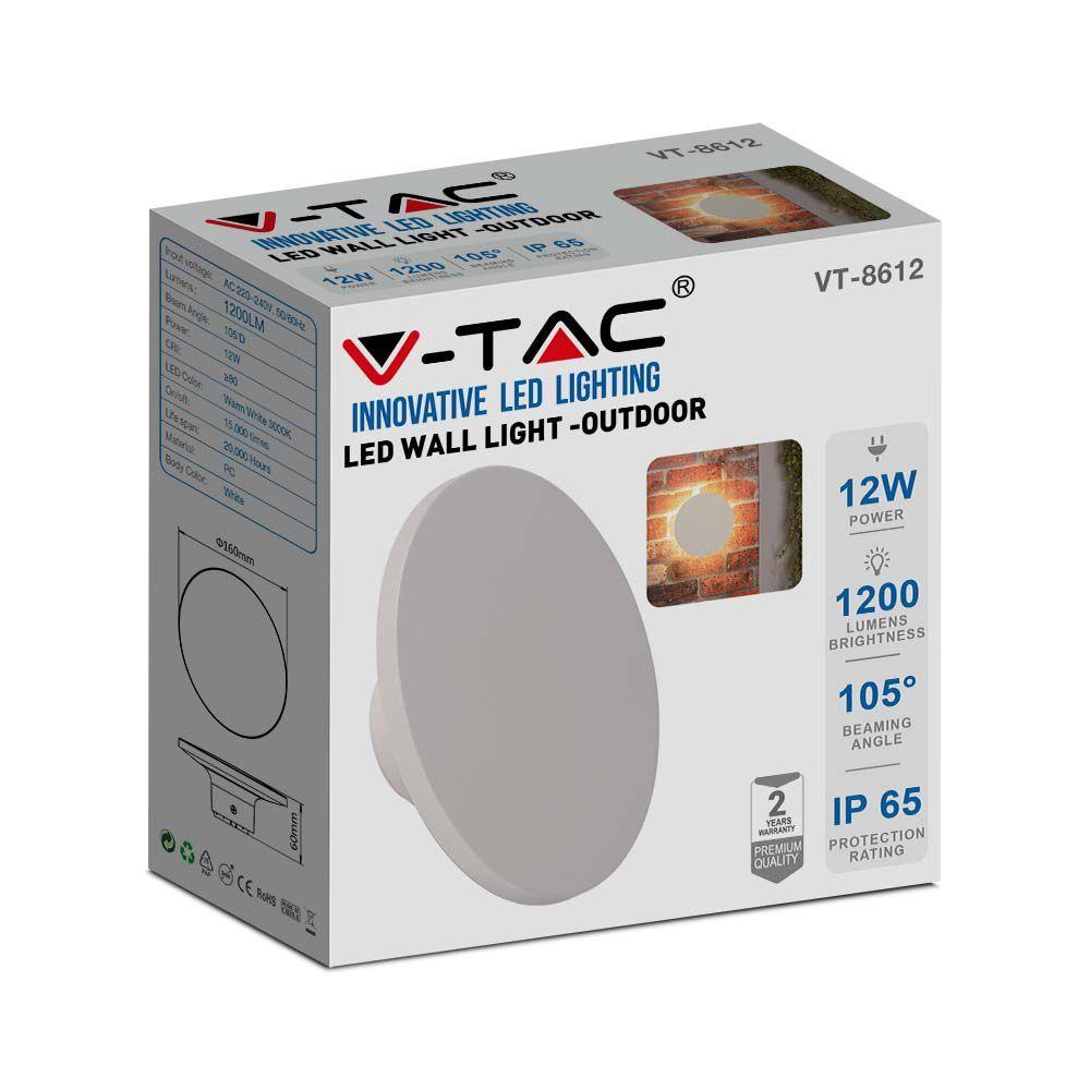 VT-8612 12W LED DOME LIGHT 4000K ROUND WHITE BODY