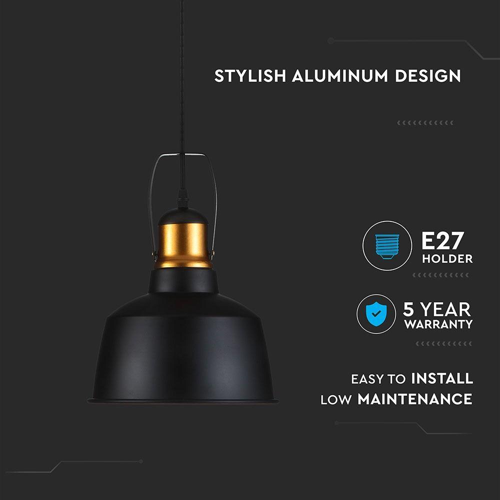 VT-7422 ALUMINUM SHADE PENDANT LIGHT-BLACK-E27