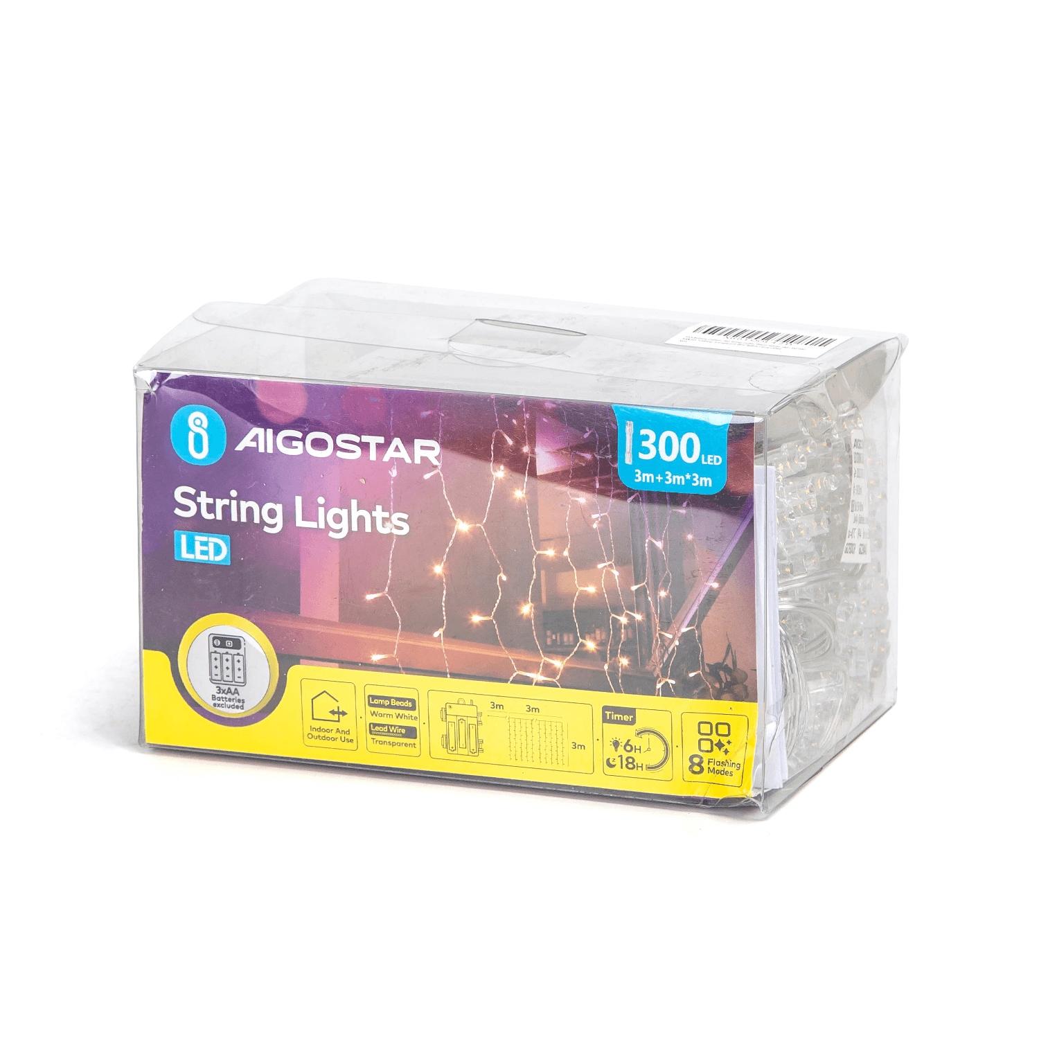 3AA battery curtain flat string lights, warm white, 3m*3m