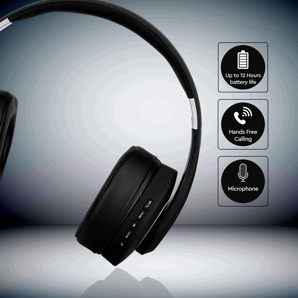 VT-6322 BLUETOOTH WIRELESS HEADPHONE WITH ADJUSTABLE HEAD-500mah-BLACK