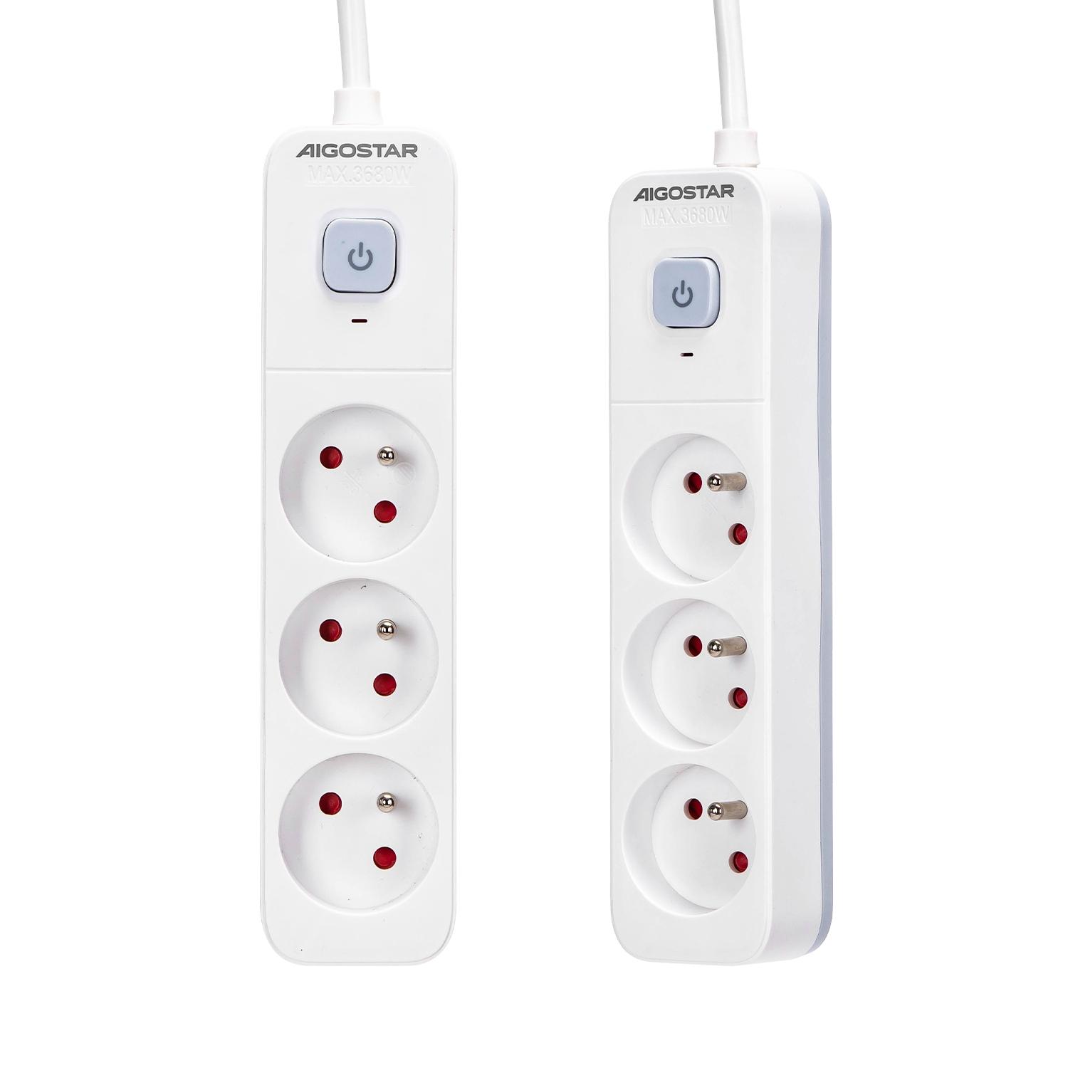 Power strips 3-way 5m H05VV-F 3G1.5m㎡ White and Gray