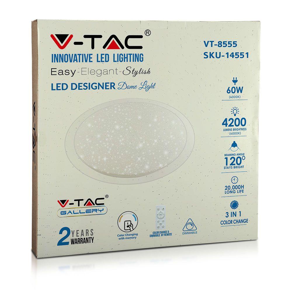 VT-8555 LED 30W/60W/30W DESIGNER DOMELIGHT CCT WITH REMOTE DIMMABLE STAR COVER