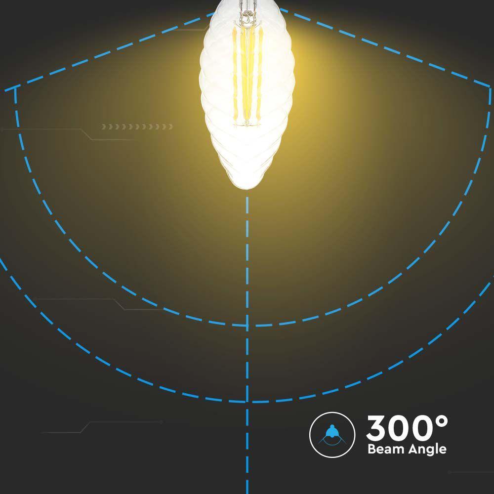 4W Twist C35 Żarówka LED Filament, Barwa:3000K, Ściemniana, Trzonek:E14, VTAC, SKU 214367