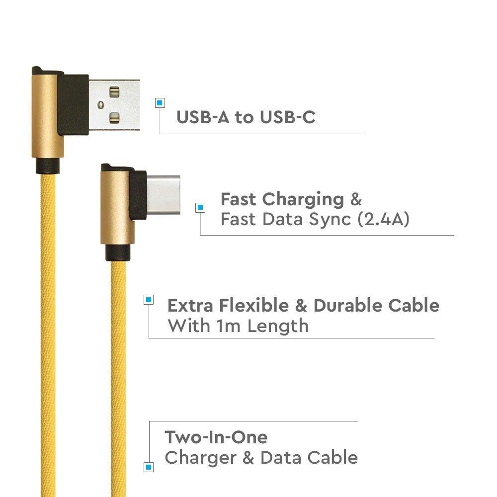 Przewód USB typ: C, 1m, Złoty, VTAC, SKU 8640